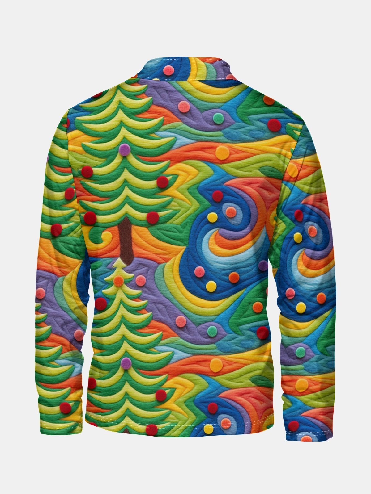 Christmas Tree Abstract Relief Texture Half-zip Pullover Ugly Sweatshirt