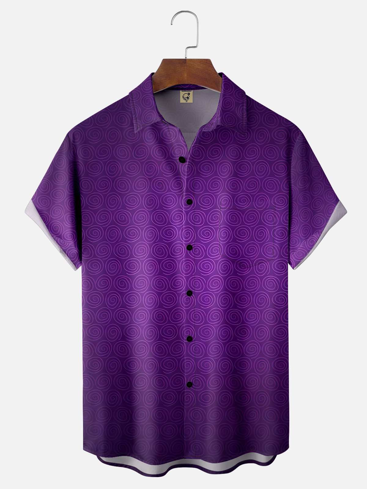 Moisture-wicking Purple Gradient Abstract Texture Chest Pocket Hawaiian Shirt