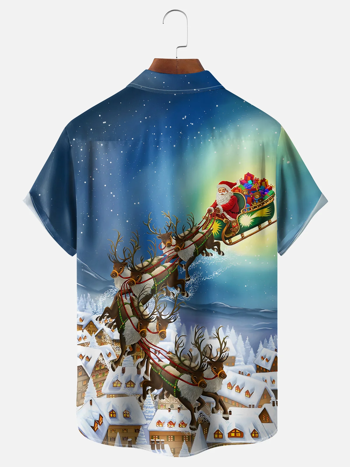 Moisture-wicking Santa Claus Christmas Deer Chest Pocket Casual Shirt