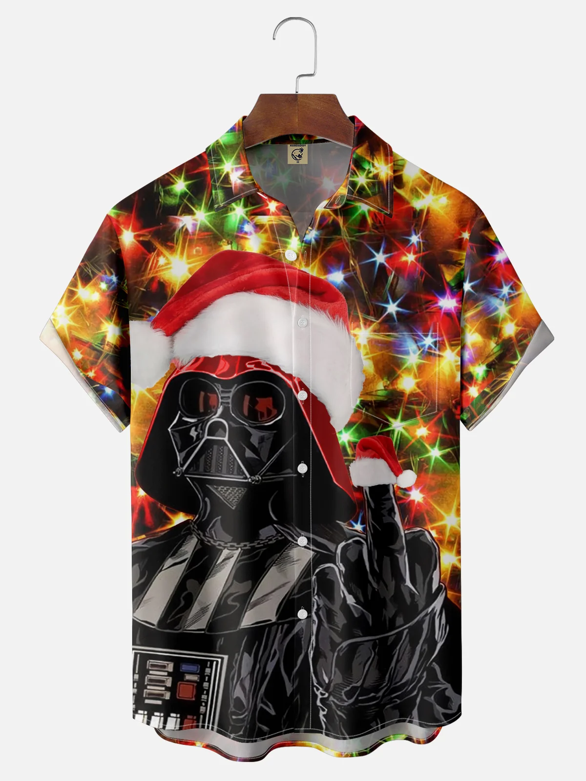 Moisture-wicking Star Robot Christmas Wishes Chest Pocket Hawaiian Shirt