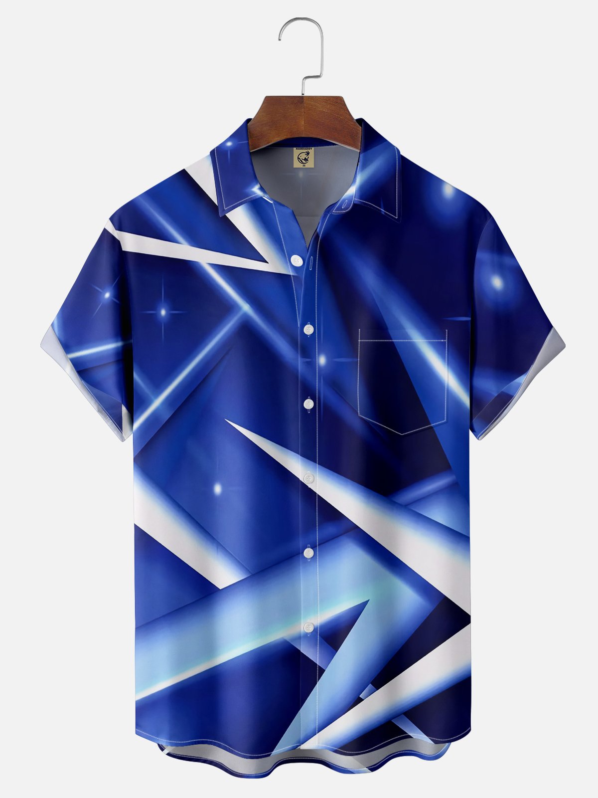 Moisture Wicking Geometric Abstract Chest Pocket Hawaiian Shirt