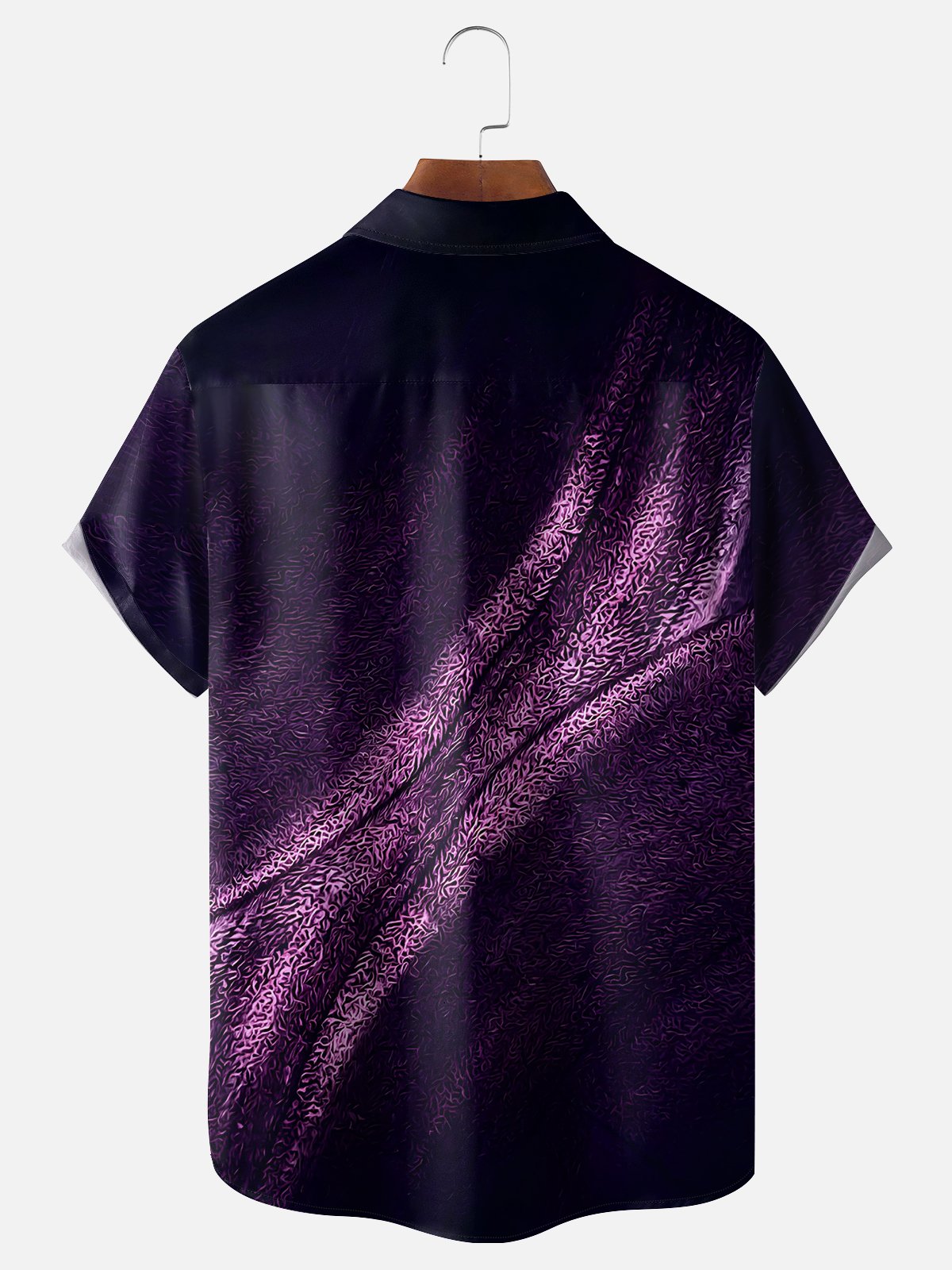 Moisture-wicking Purple Abstract Texture Chest Pocket Hawaiian Shirt