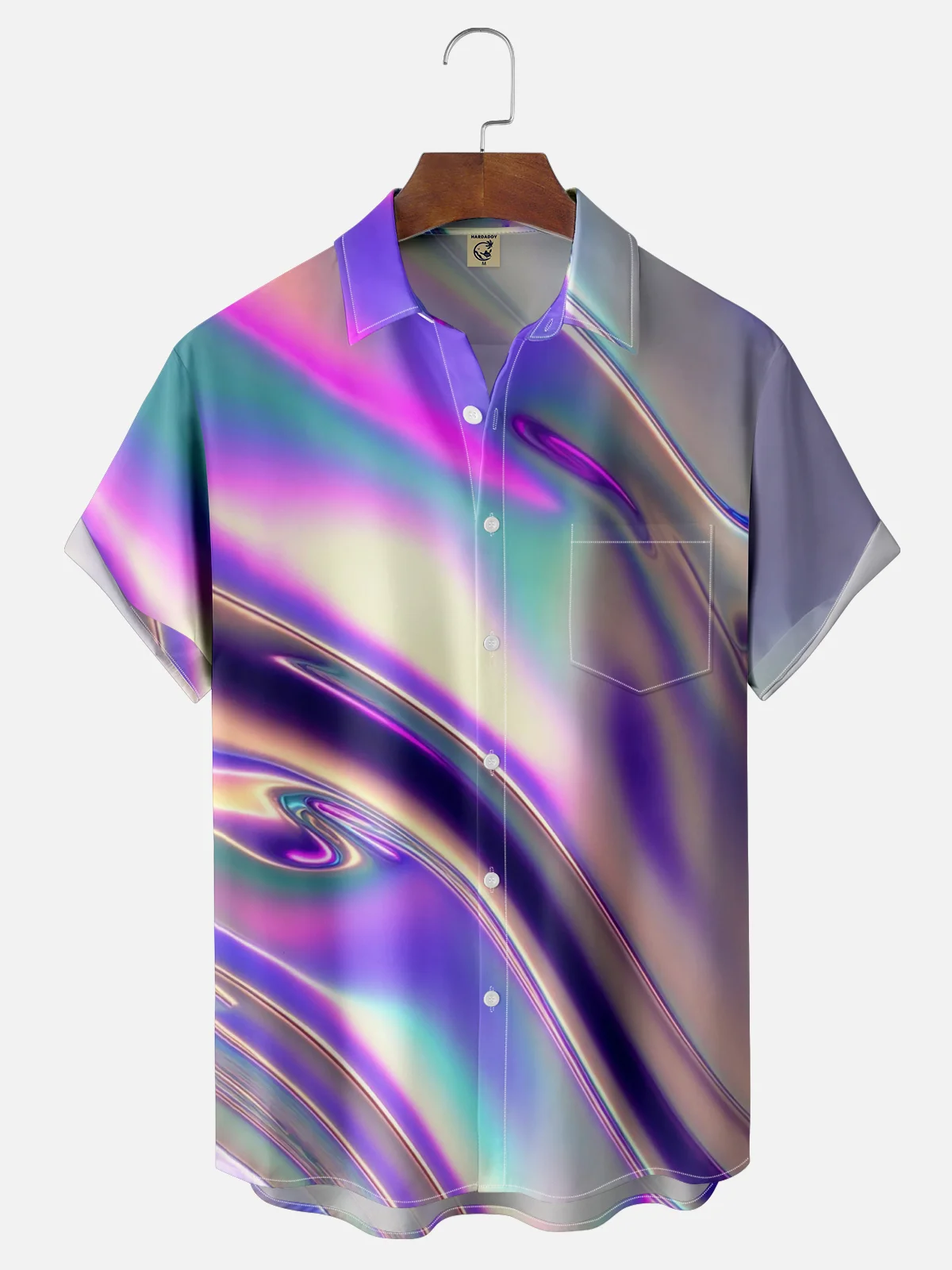 Moisture-wicking Abstract Art Laser Chest Pocket Hawaiian Shirt