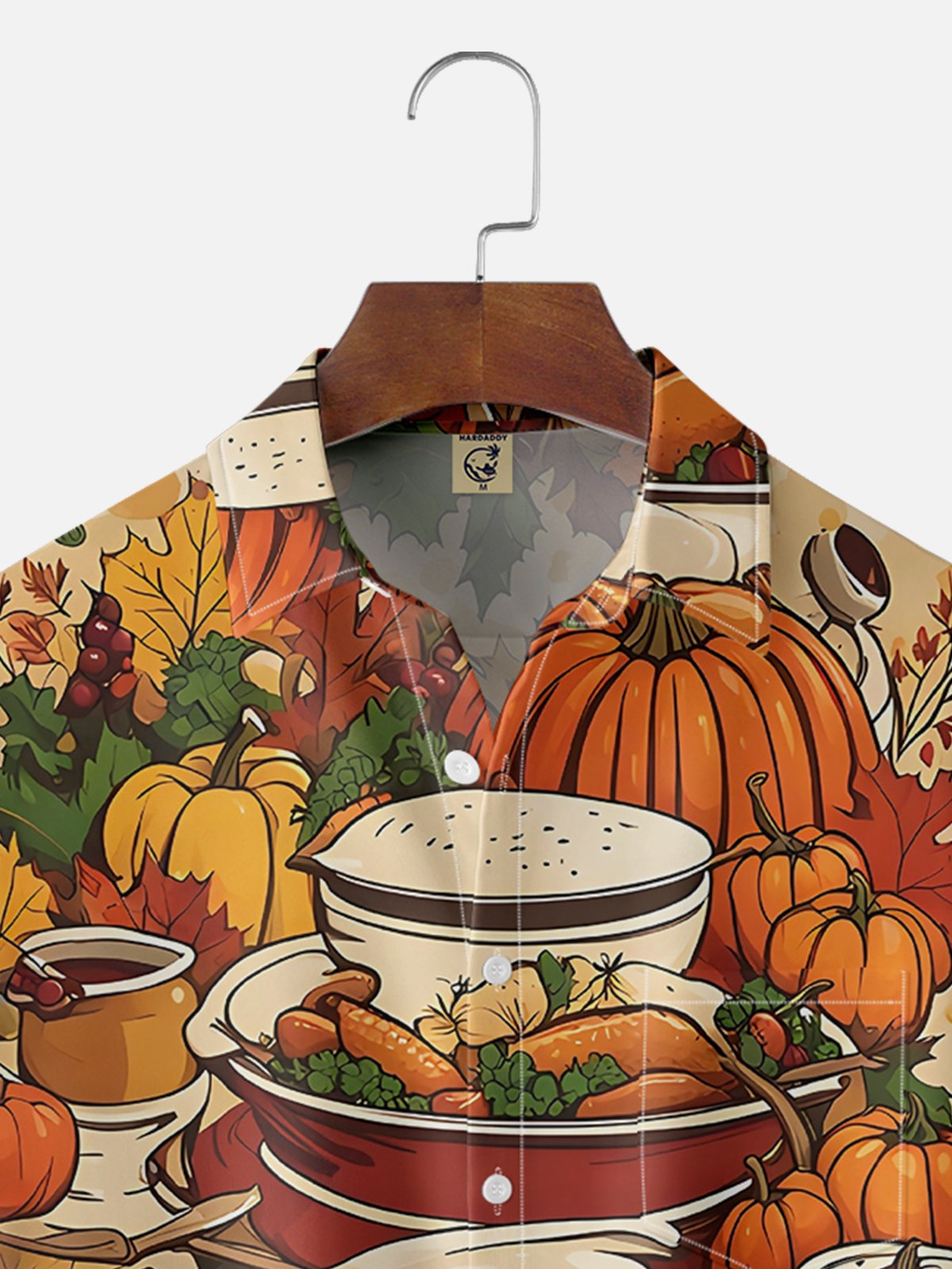 Moisture-wicking Thanksgiving Turkey Dinner Chest Pocket Hawaiian Shirt