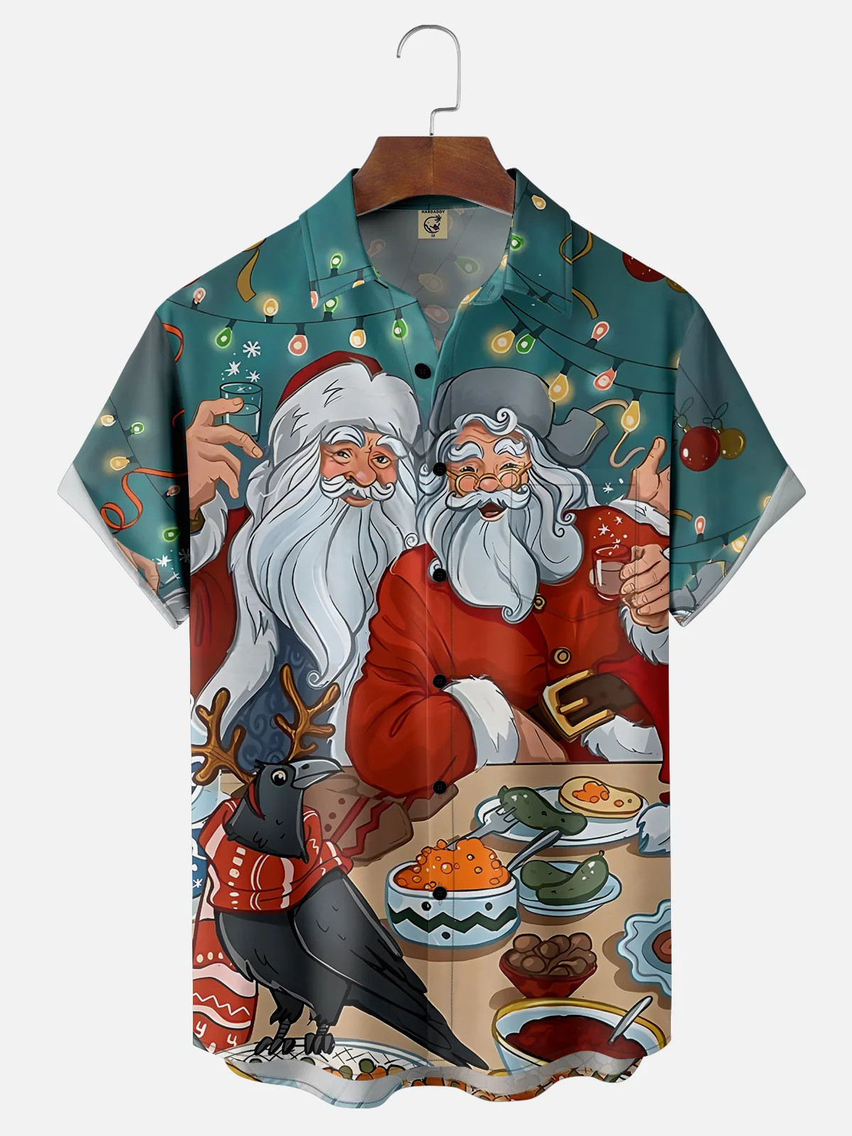 Moisture-wicking Christmas Santa Claus Brotherhood Chest Pocket Hawaiian Shirt