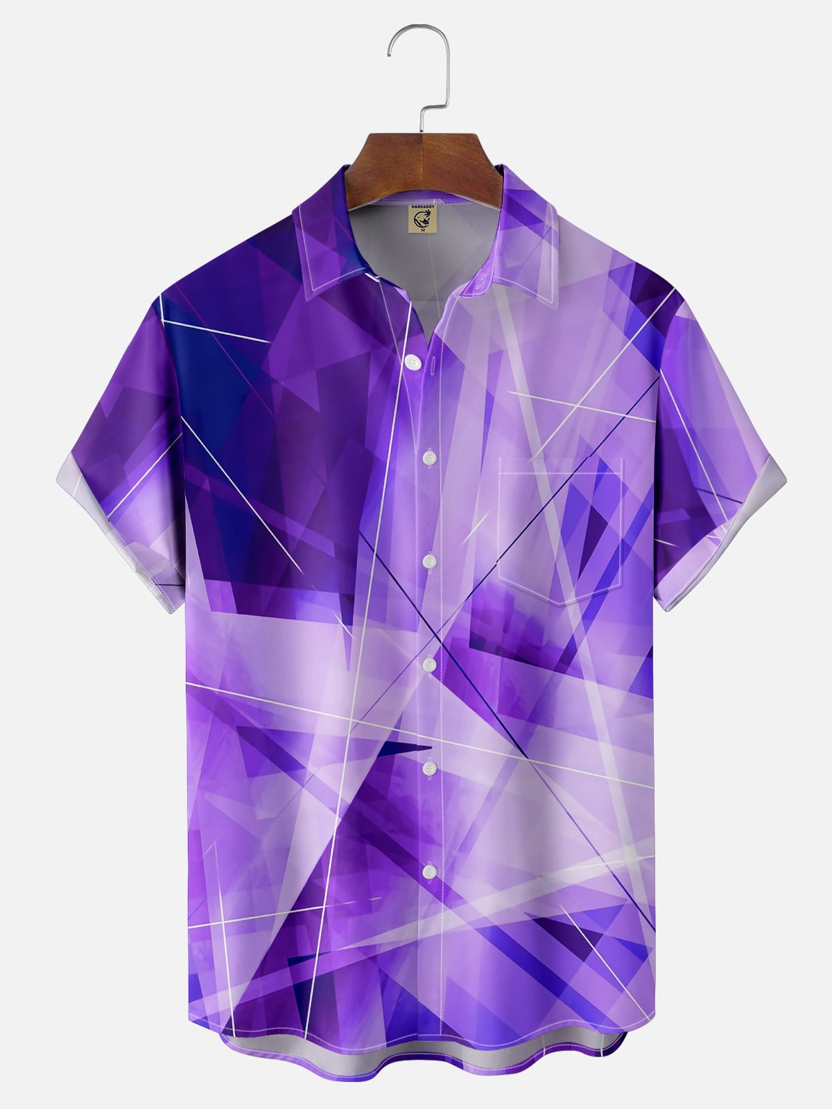 Moisture Wicking Geometric Abstract Gradient Chest Pocket Hawaiian Shirt