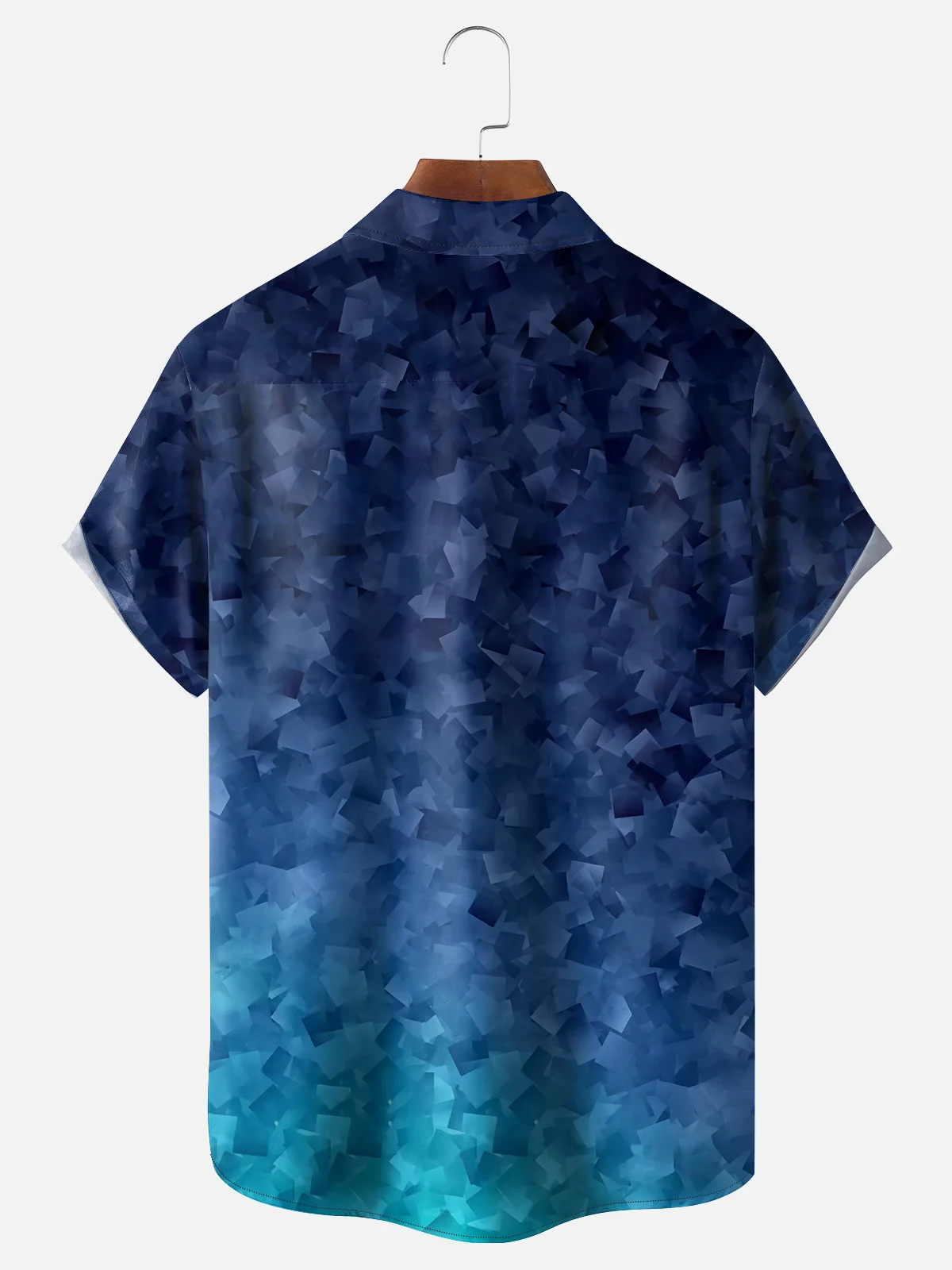 Moisture Wicking Geometric Abstract Gradient Chest Pocket Hawaiian Shirt