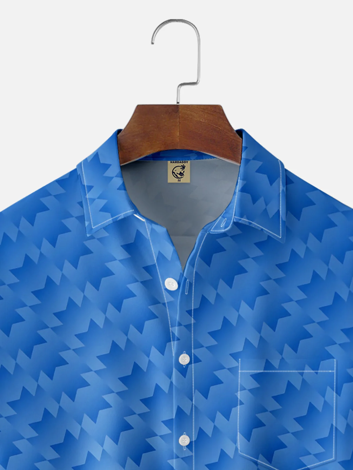 Moisture Wicking Geometric Check Chest Pocket Hawaiian Shirt