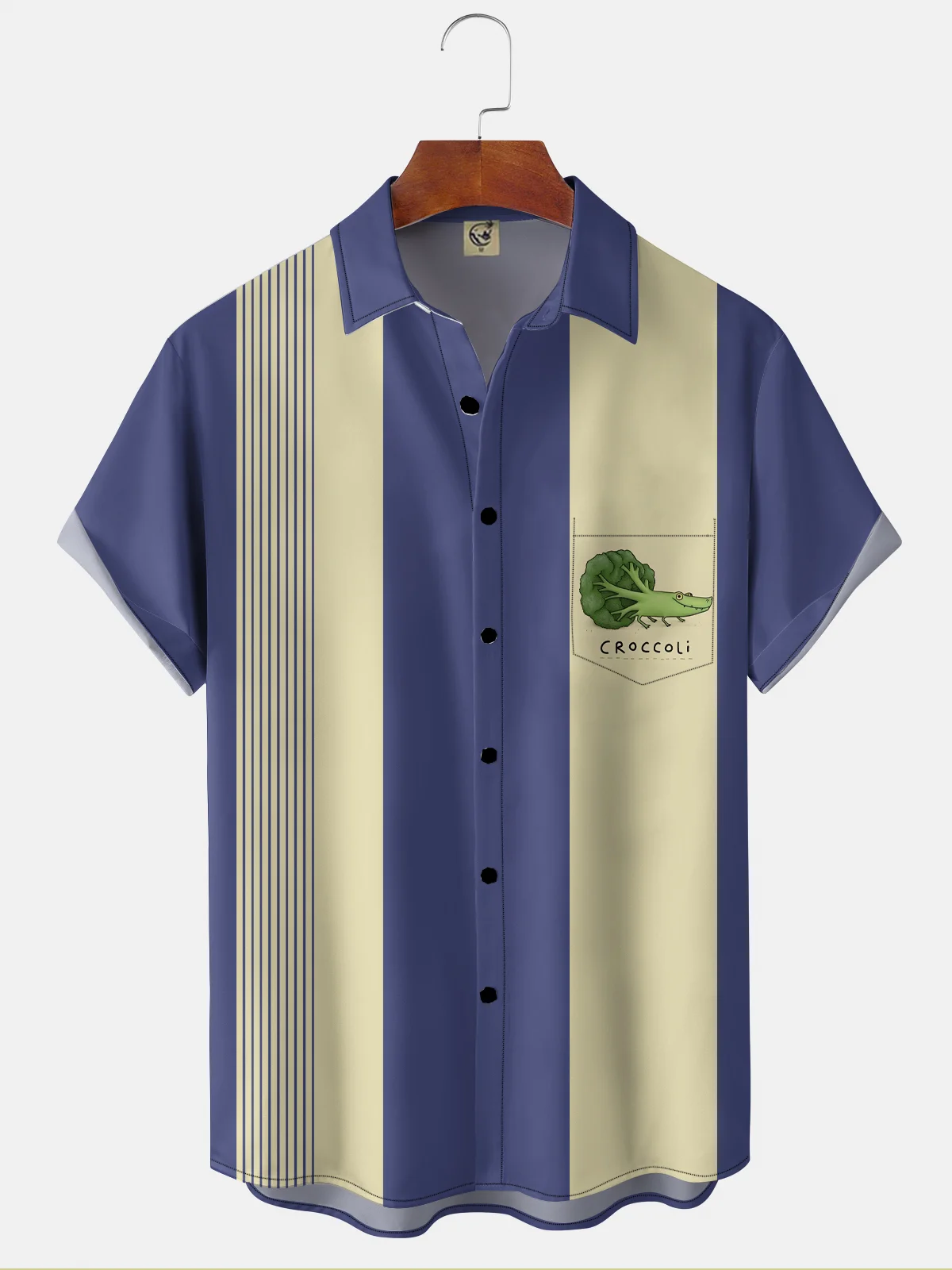 Moisture-wicking Fun CROCCOLi Chest Pocket Bowling Shirt