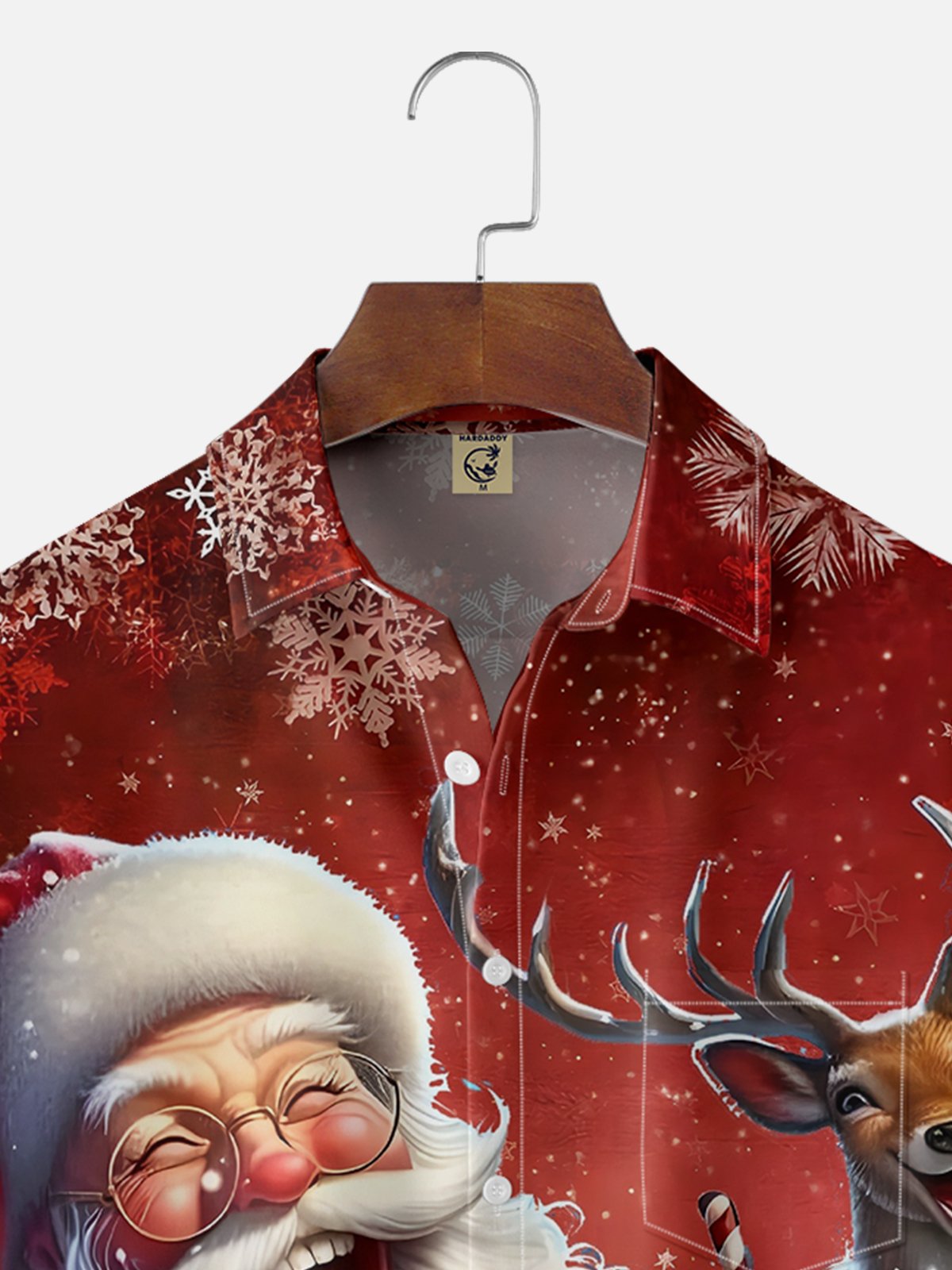 Moisture-wicking Christmas Laughing Santa Claus Chest Pocket Hawaiian Shirt