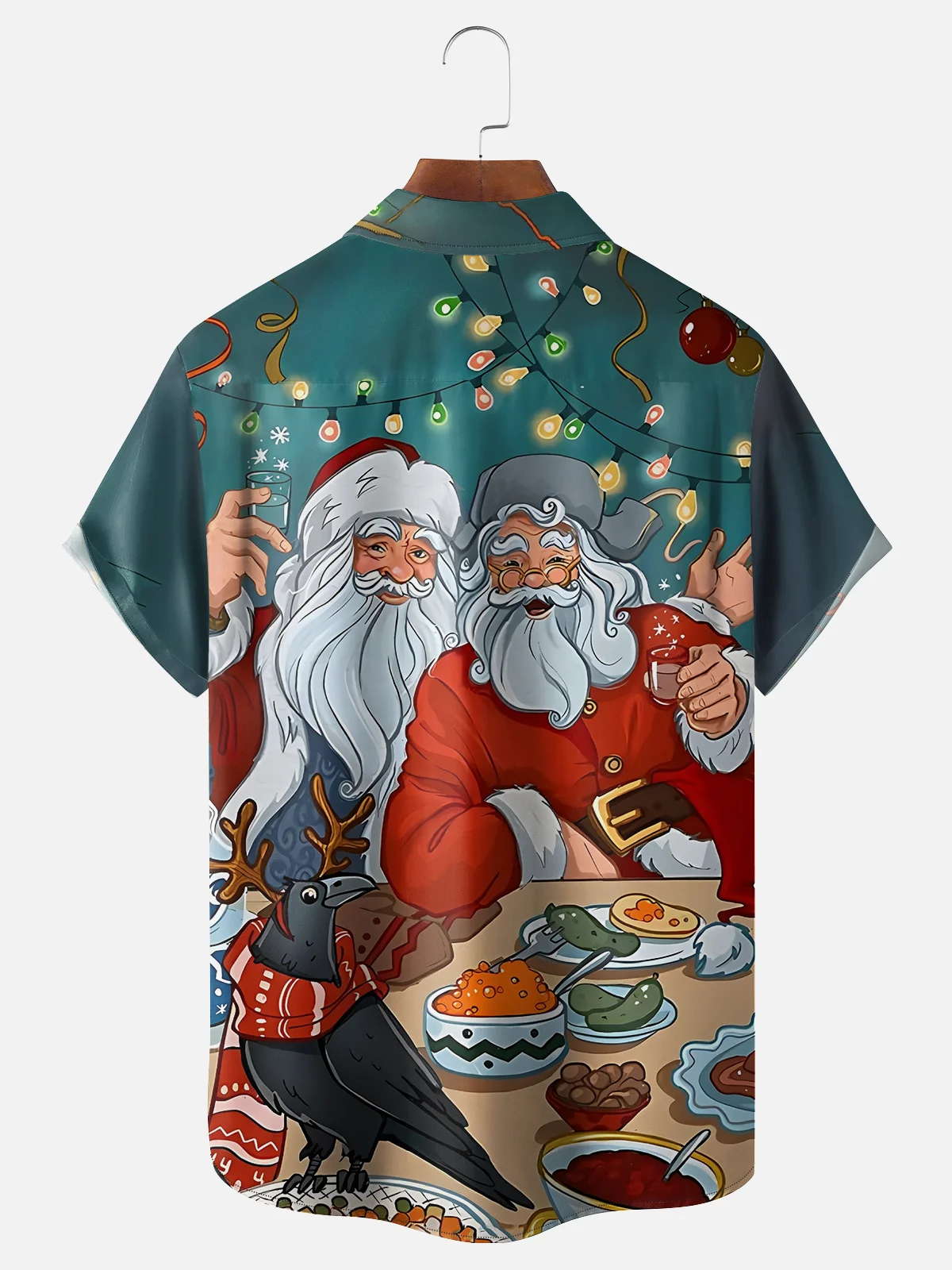 Moisture-wicking Christmas Santa Claus Brotherhood Chest Pocket Hawaiian Shirt