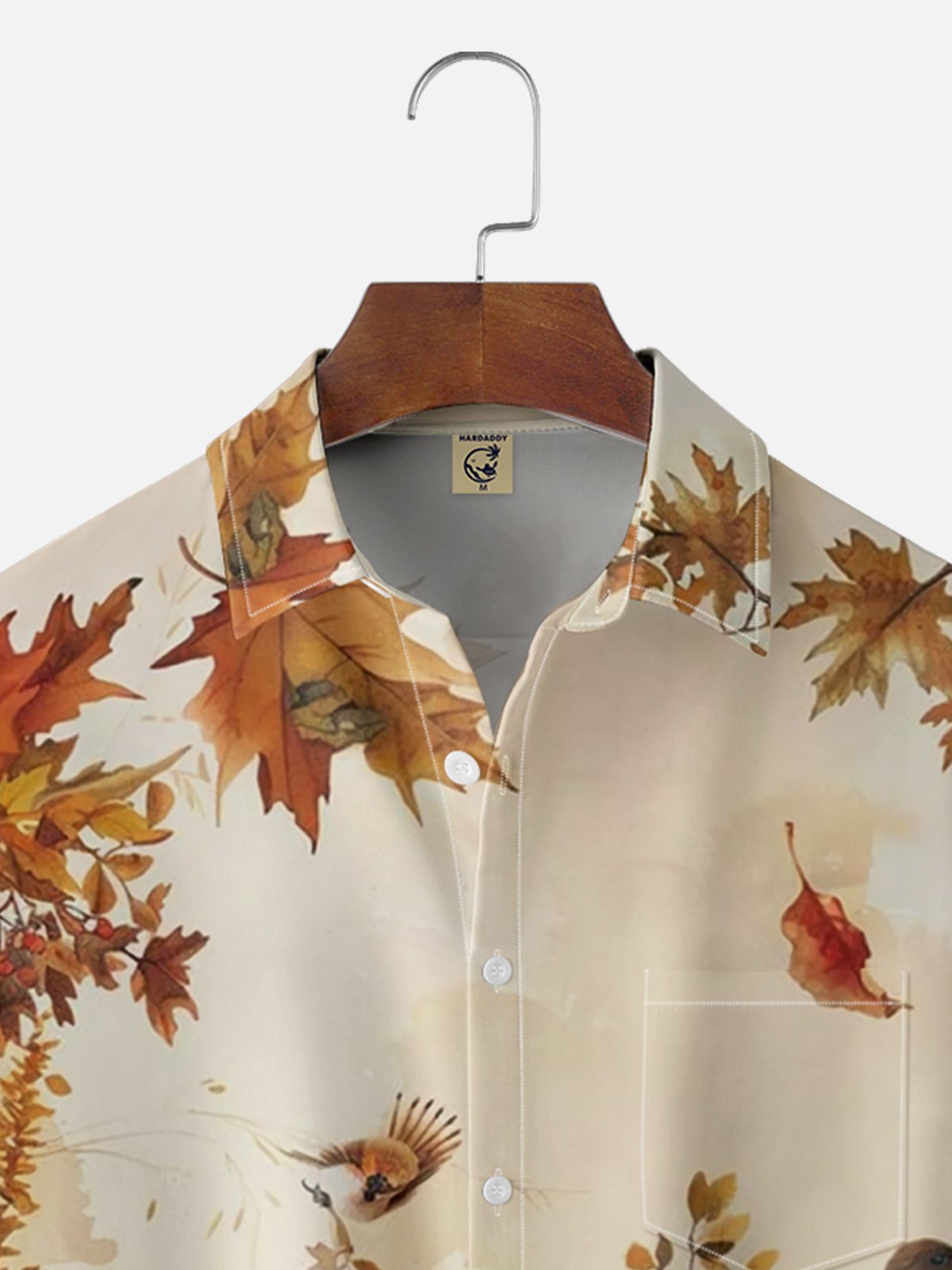 Moisture-wicking Thanksgiving Hedgehog Maple Leaf Chest Pocket Hawaiian Shirt