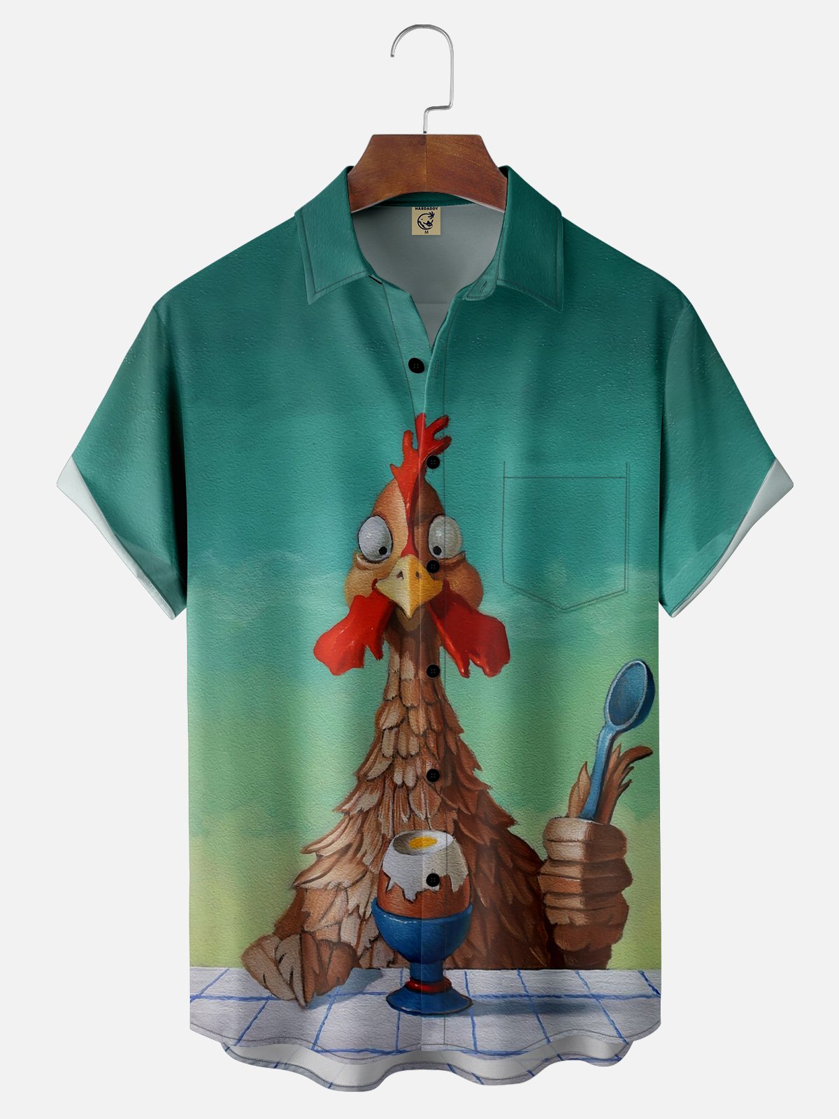 Moisture-wicking Rooster Fun Chest Pocket Casual Shirt