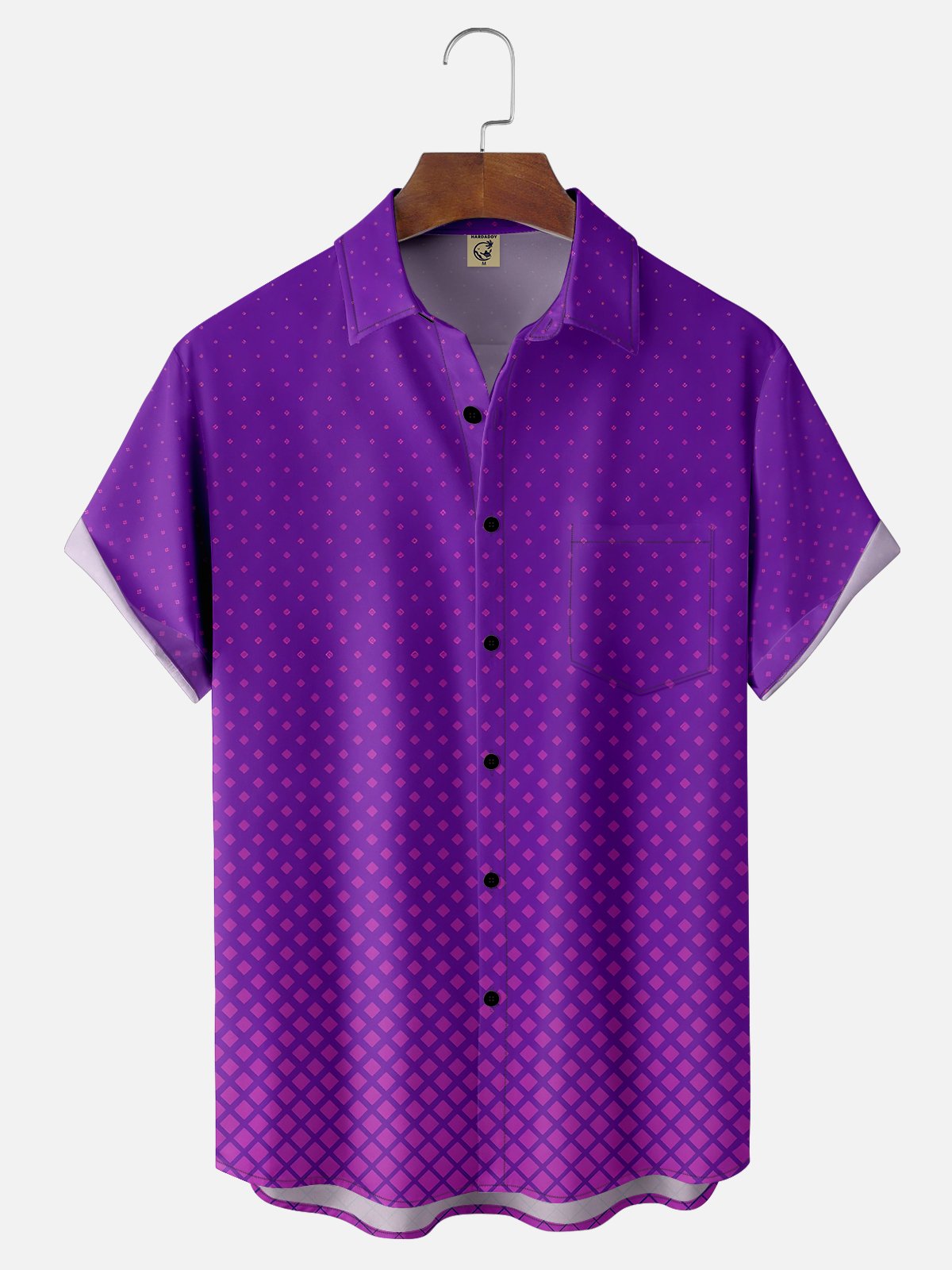 Moisture-wicking Purple Gradient Chest Pocket Hawaiian Shirt