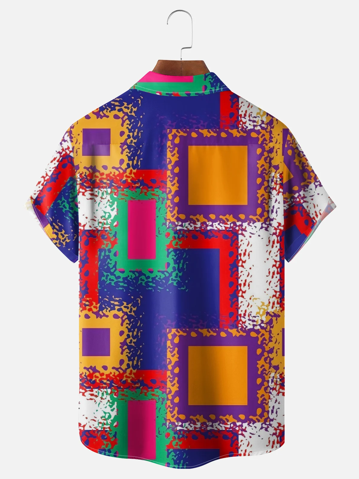 Moisture Wicking Geometric Abstract Gradient Chest Pocket Hawaiian Shirt