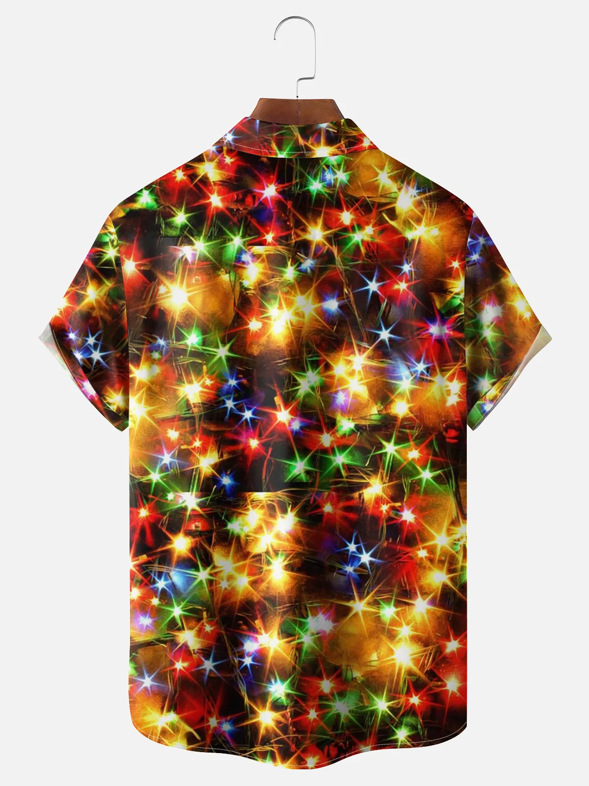 Moisture-wicking Star Robot Christmas Wishes Chest Pocket Hawaiian Shirt