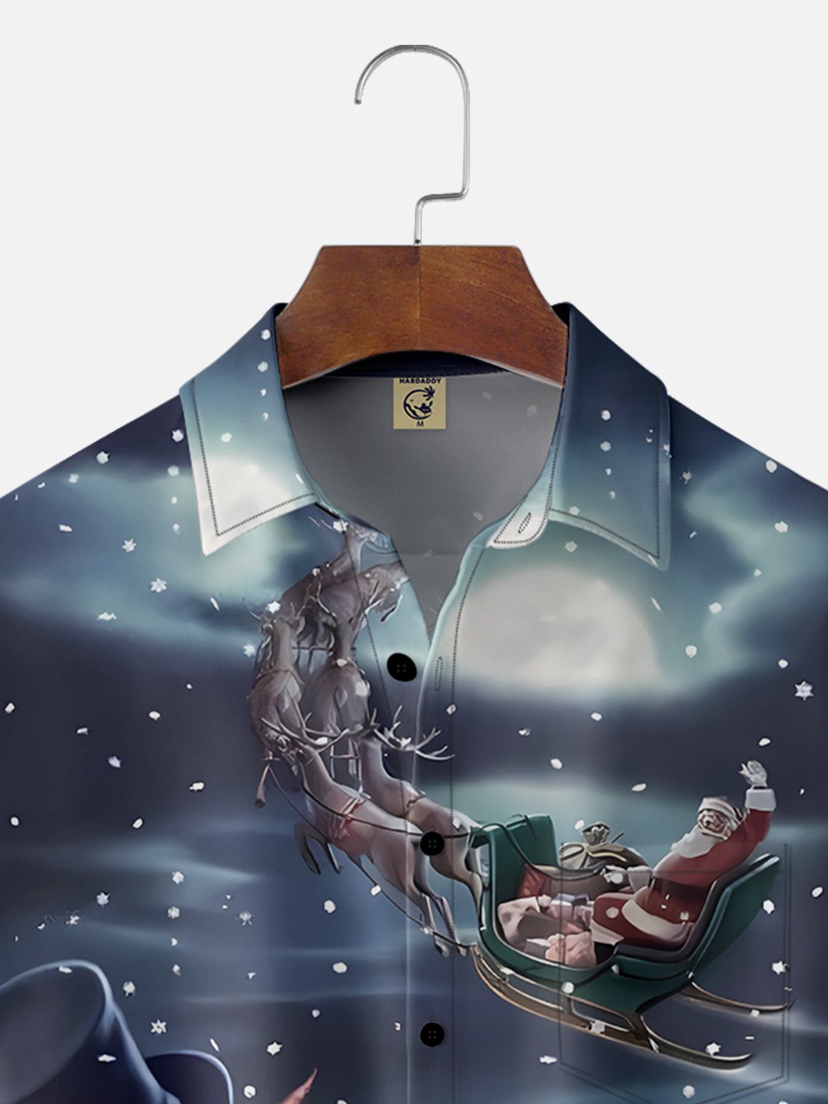 Moisture-wicking Christmas Snowman and Santa Claus Chest Pocket Hawaiian Shirt