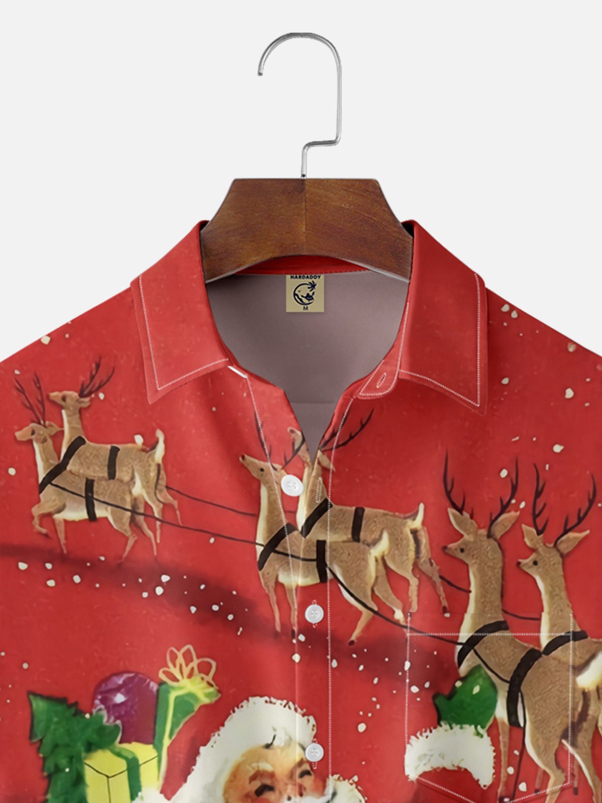 Moisture Wicking Christmas Santa Chest Pocket Hawaiian Shirt