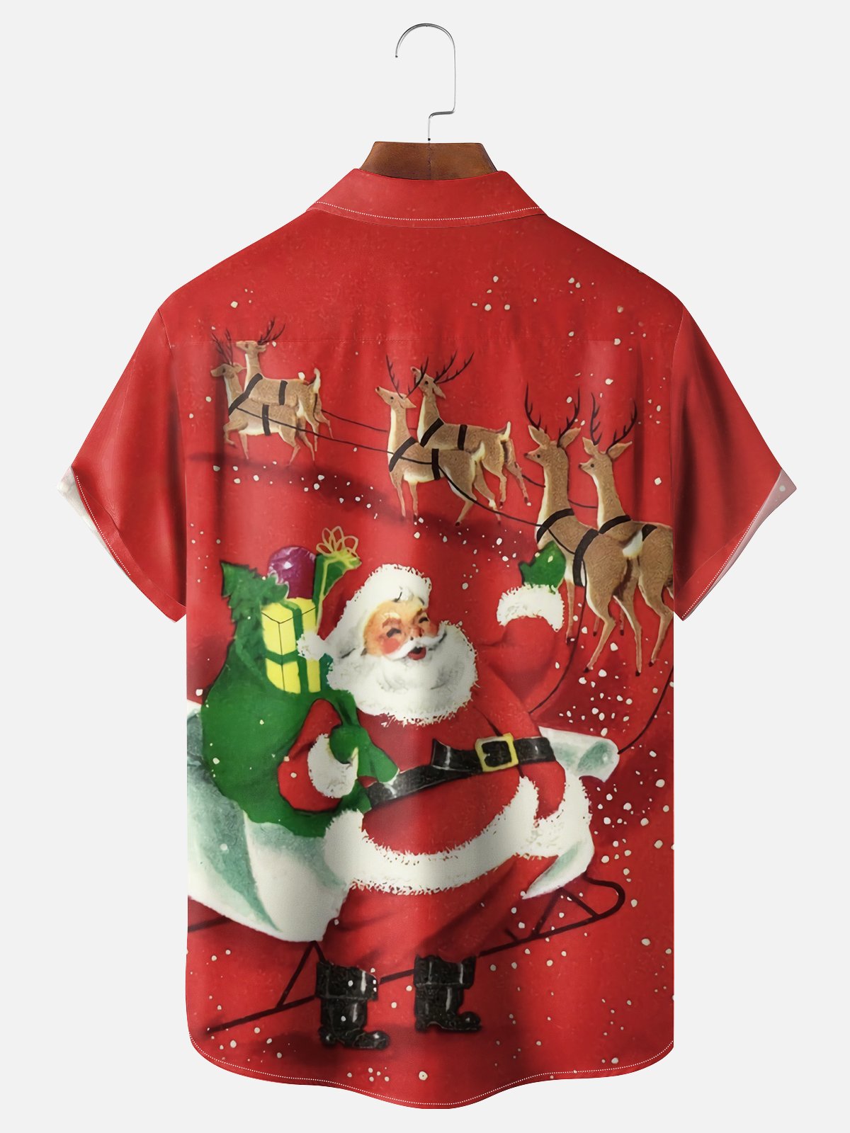 Moisture Wicking Christmas Santa Chest Pocket Hawaiian Shirt