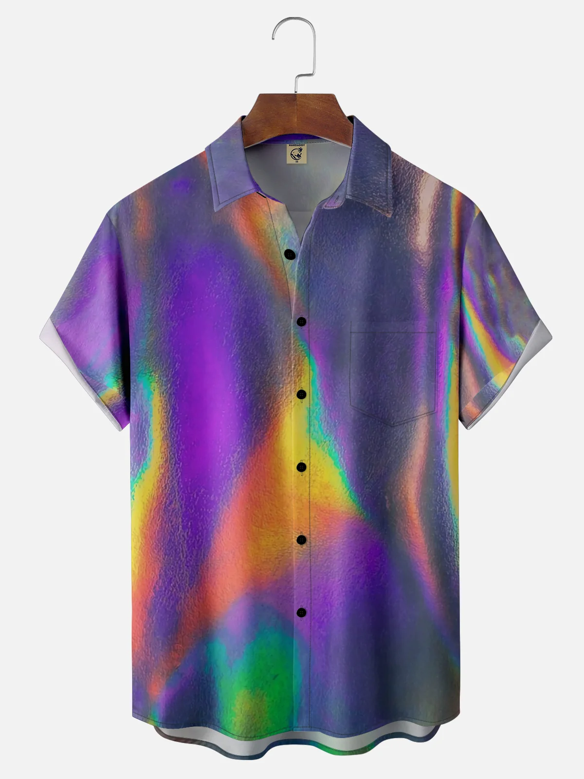 Moisture-wicking Abstract Laser Chest Pocket Hawaiian Shirt