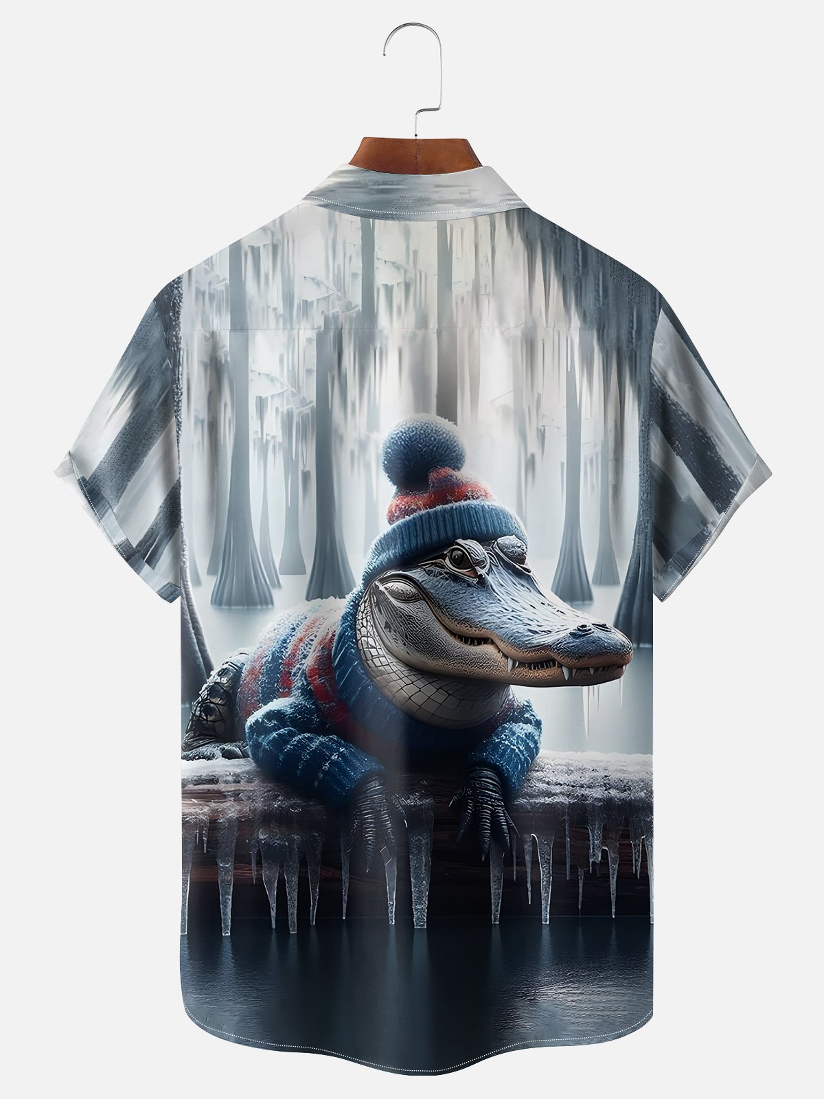 Moisture-wicking Alligator For The Winter Chest Pocket Hawaiian Shirt