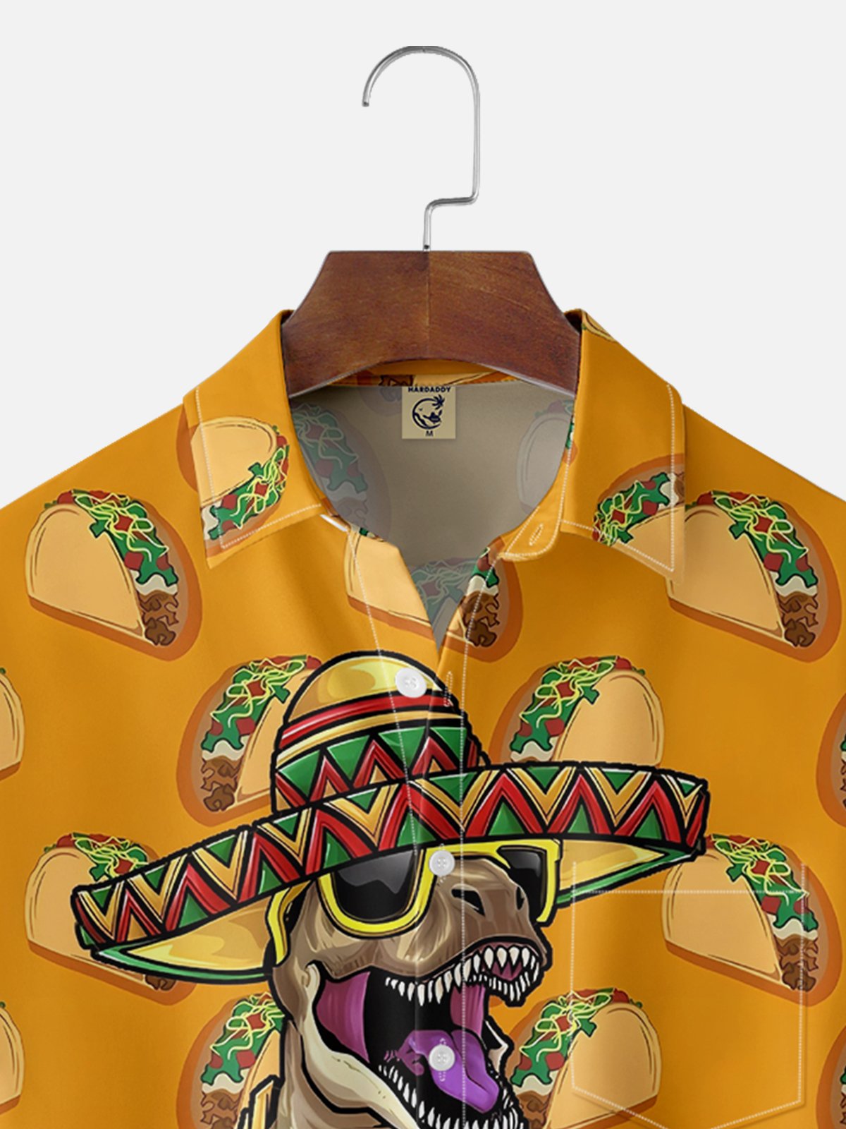 Moisture-wicking Dinosaur TACO Chest Pocket Hawaiian Shirt