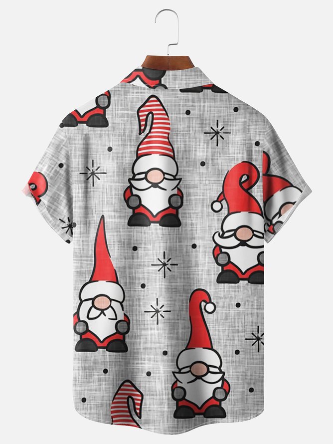 Tall Size Moisture-wicking Christmas Santa Gnomes Chest Pocket Hawaiian Shirt