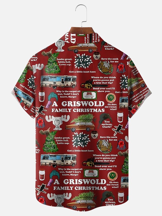 Tall Size Moisture-wicking Christmas Creative GRISWOLD Chest Pocket Hawaiian Shirt