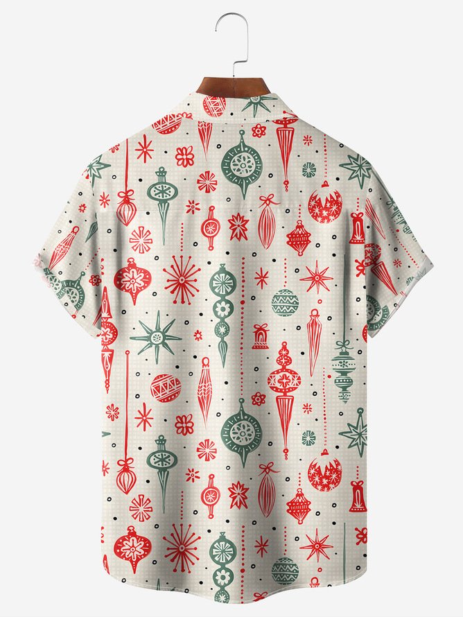 Tall Size Moisture-wicking Christmas Decoration Chest Pocket Hawaiian Shirt