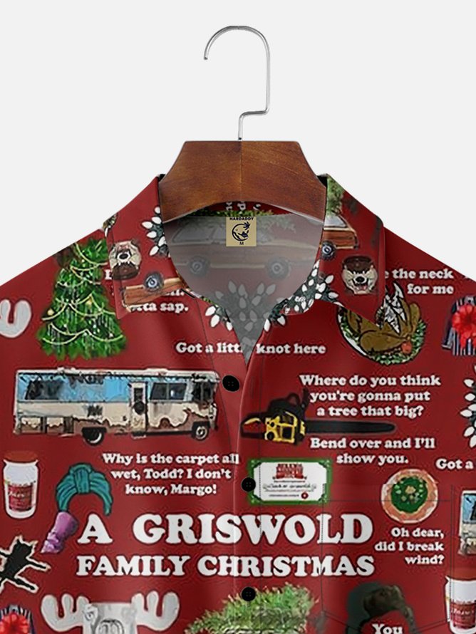 Tall Size Moisture-wicking Christmas Creative GRISWOLD Chest Pocket Hawaiian Shirt