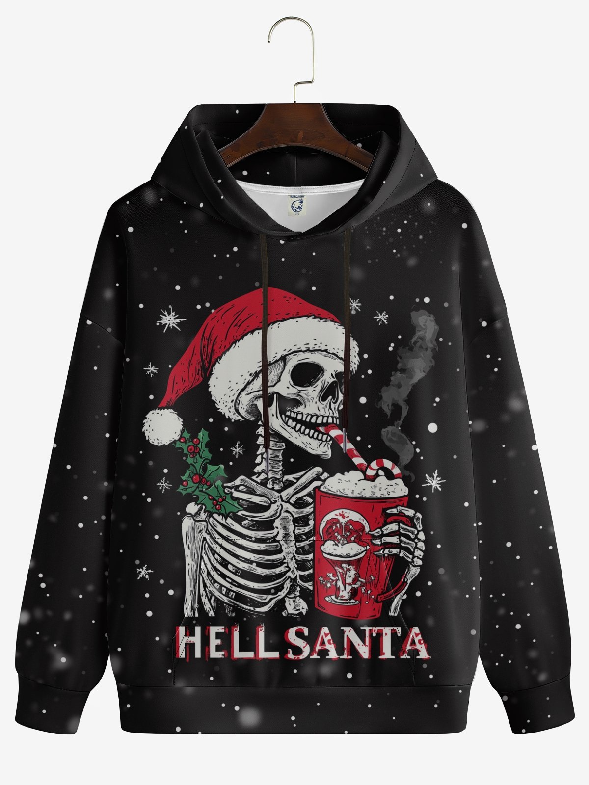 Christmas Skull Candy Cane Hoodie Sweatshirt