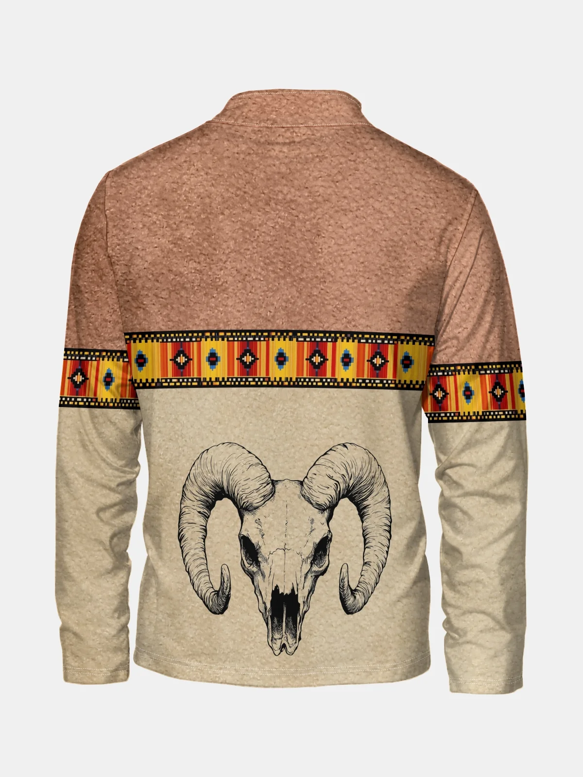 Artistic Painting Sheep Head Two-color Stitching Half-zip Pullover Sweatshirt