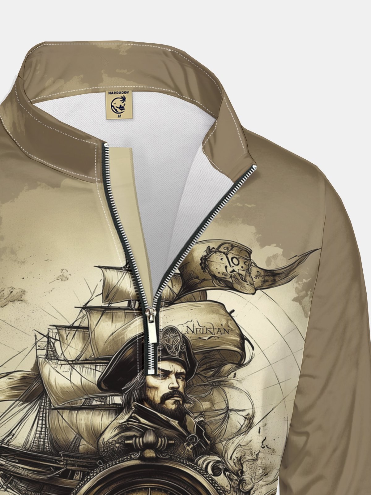 Sailboat Compass Pirate Art Half-zip Pullover Sweatshirt