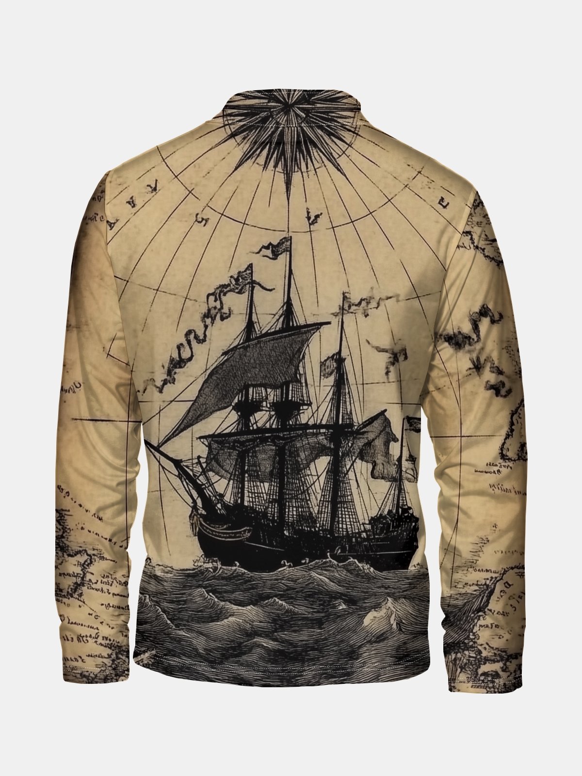 Ocean Sailboat Illustration Half-zip Pullover Sweatshirt