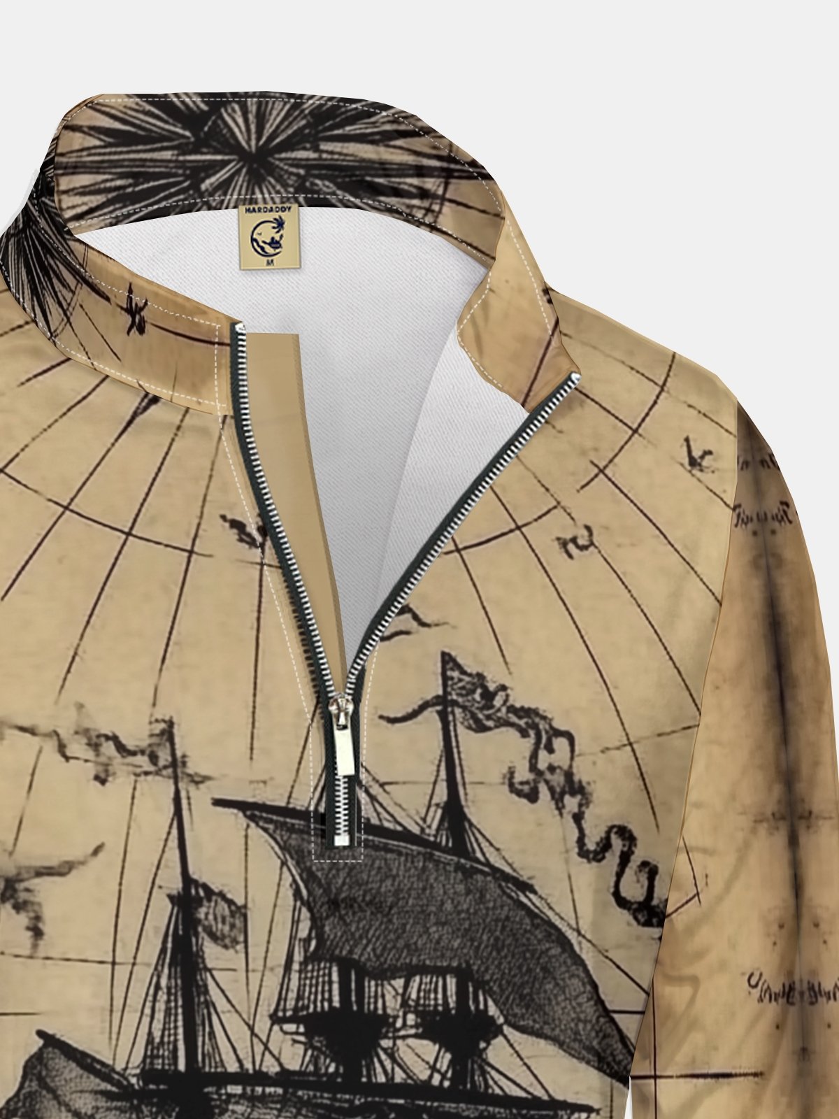 Ocean Sailboat Illustration Half-zip Pullover Sweatshirt