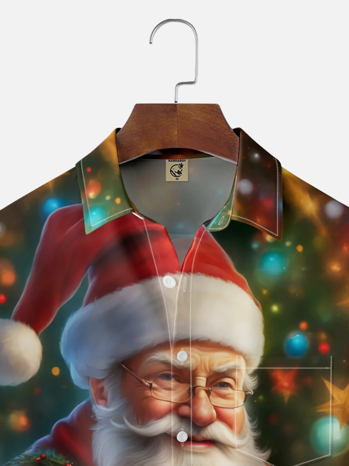 Moisture-wicking Christmas Santa Claus Chest Pocket Casual Shirt