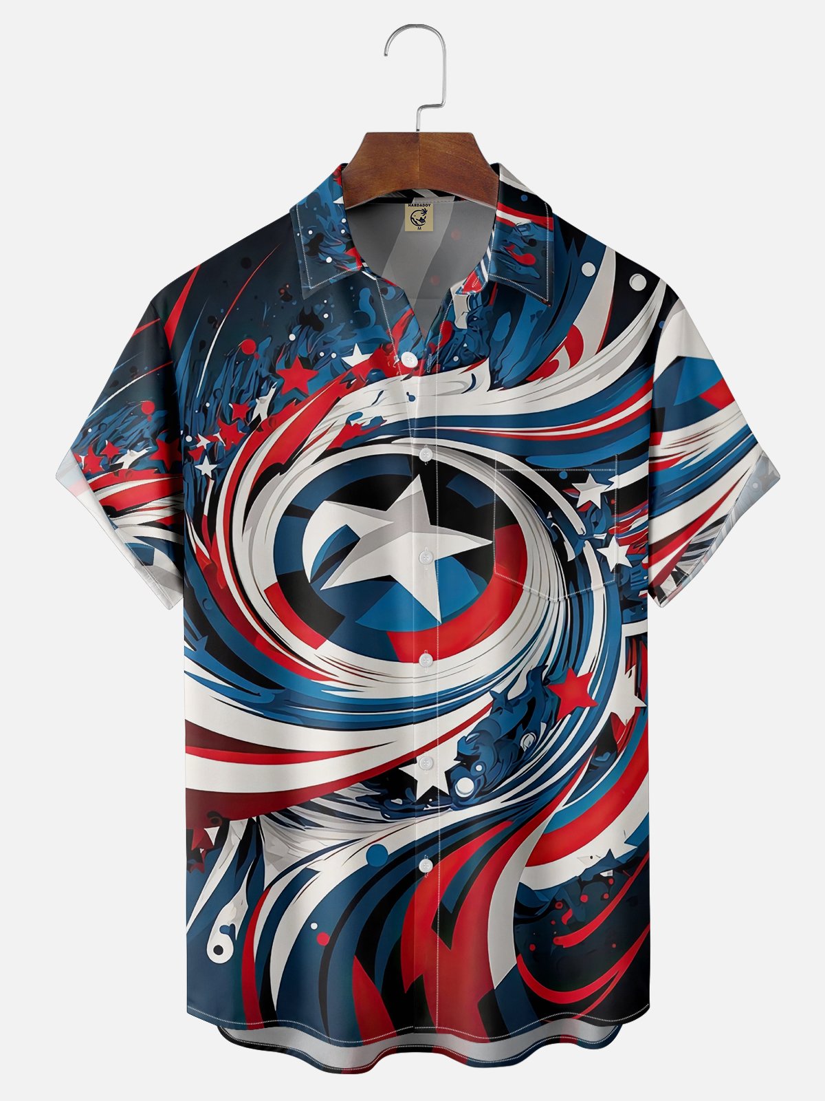 Moisture-wicking American Flag Chest Pocket Casual Shirt