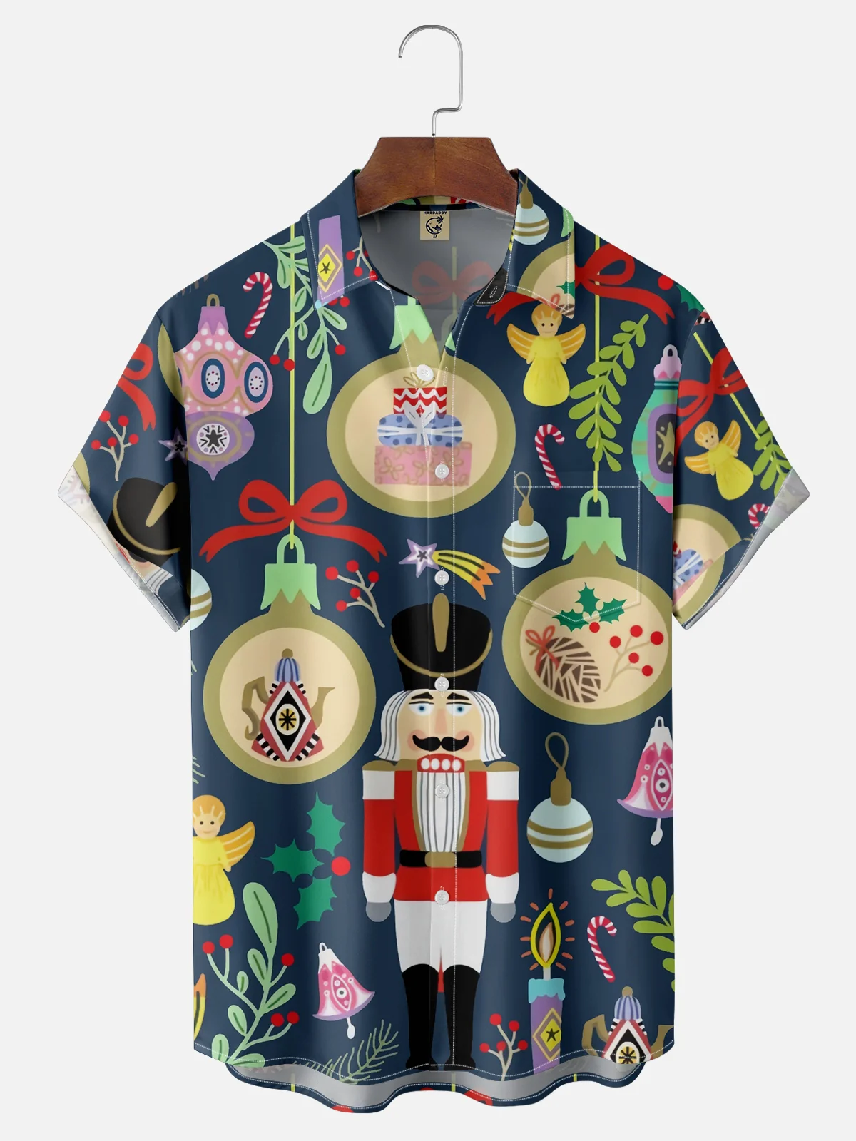 Moisture-wicking Christmas Nutcracker Chest Pocket Casual Shirt