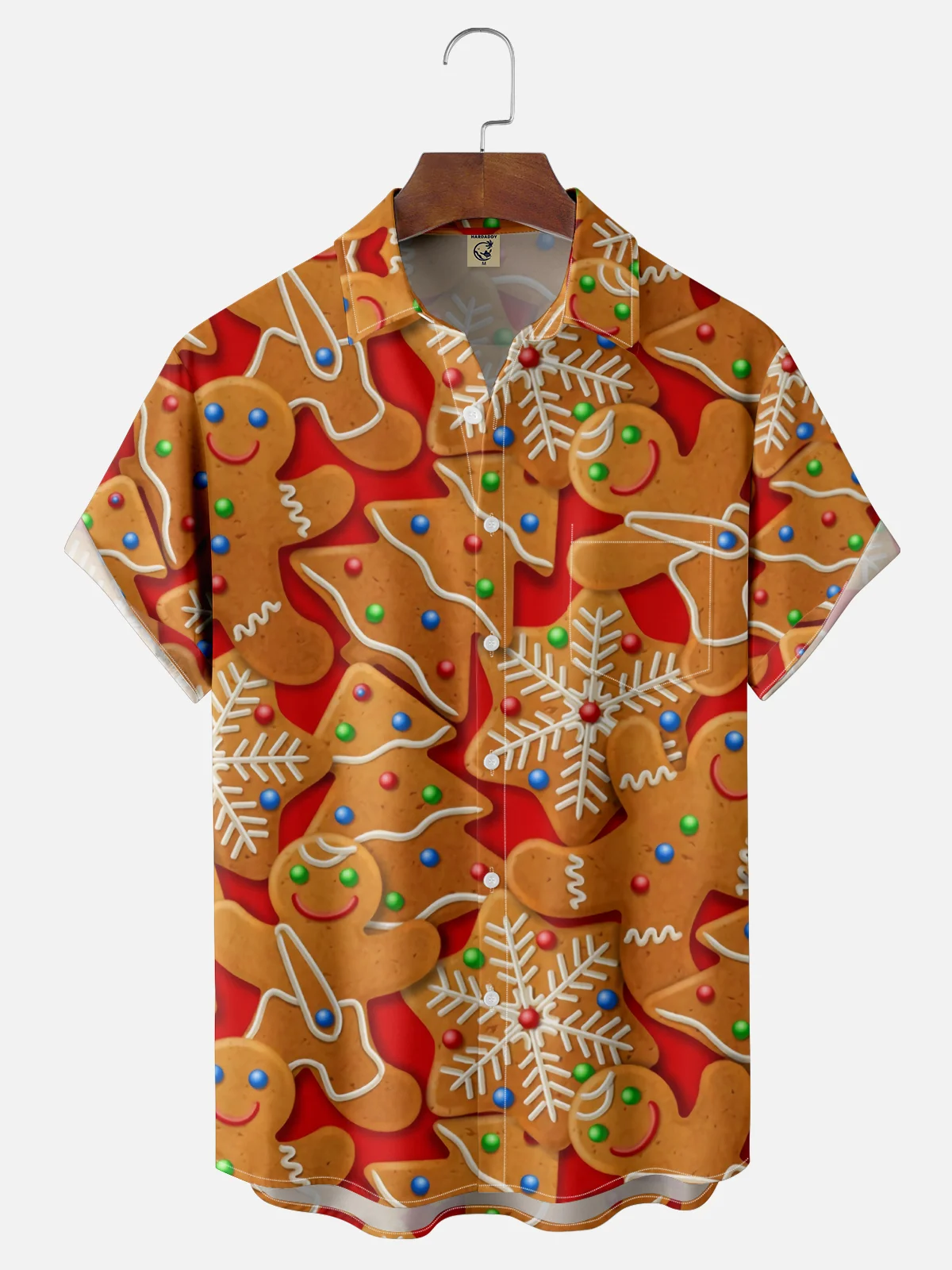 Moisture-wicking Christmas Cookies Chest Pocket Casual Shirt