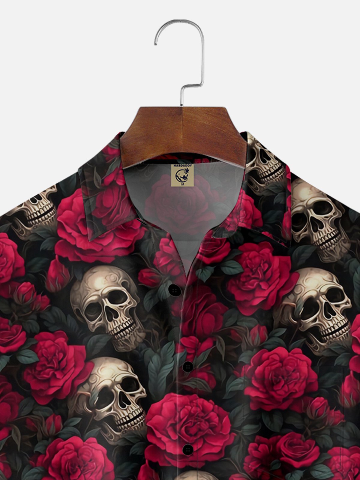 Moisture-wicking Music Skull Rock Roll Chest Pocket Casual Shirt