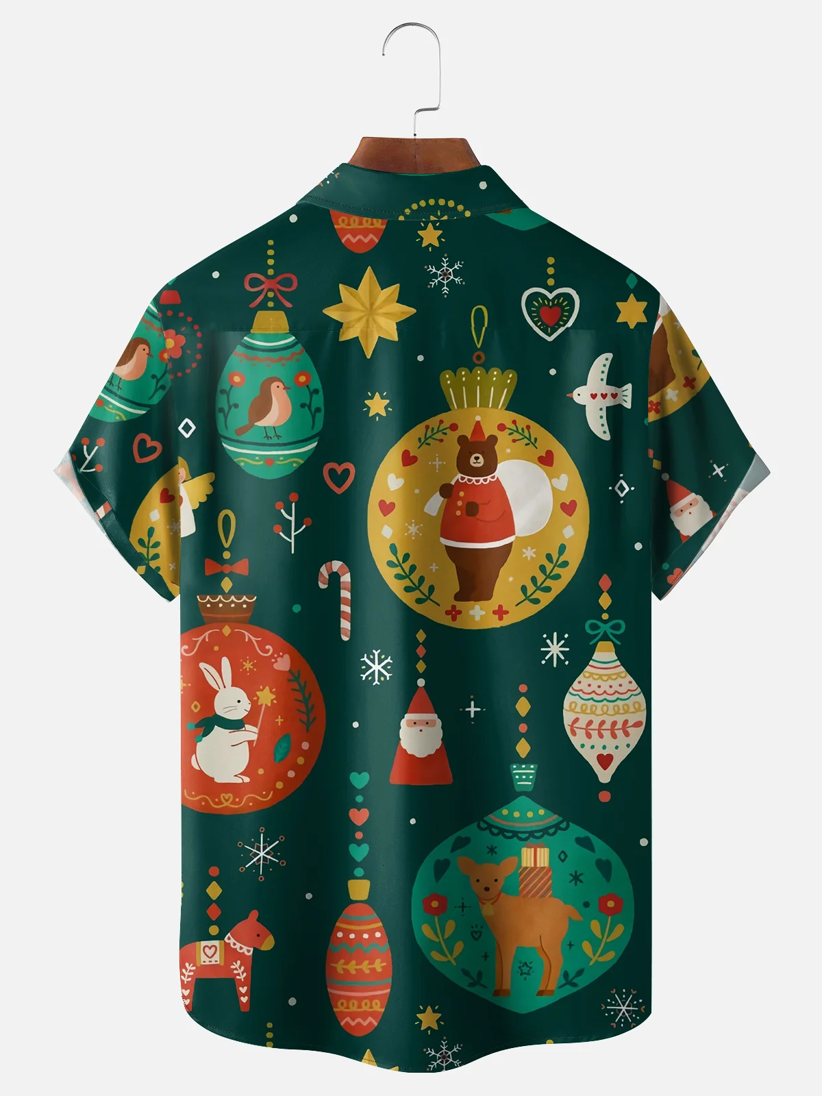 Moisture-wicking Christmas Animals Chest Pocket Casual Shirt