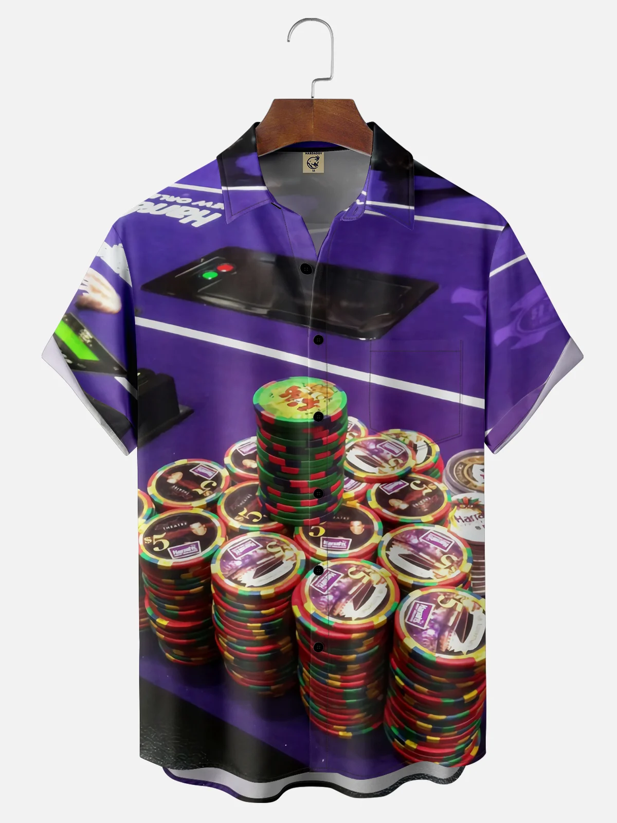 Moisture-wicking Casino Chips Chest Pocket Casual Shirt