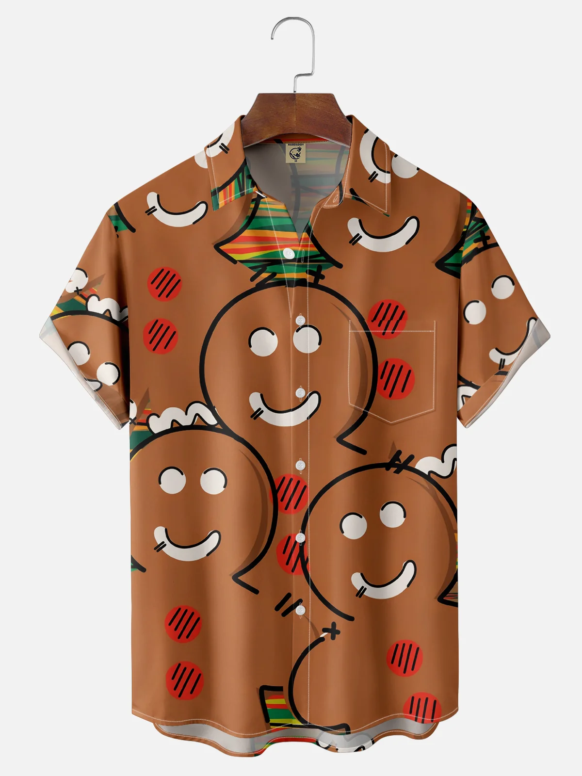 Moisture-wicking Christmas Cookies Chest Pocket Casual Shirt