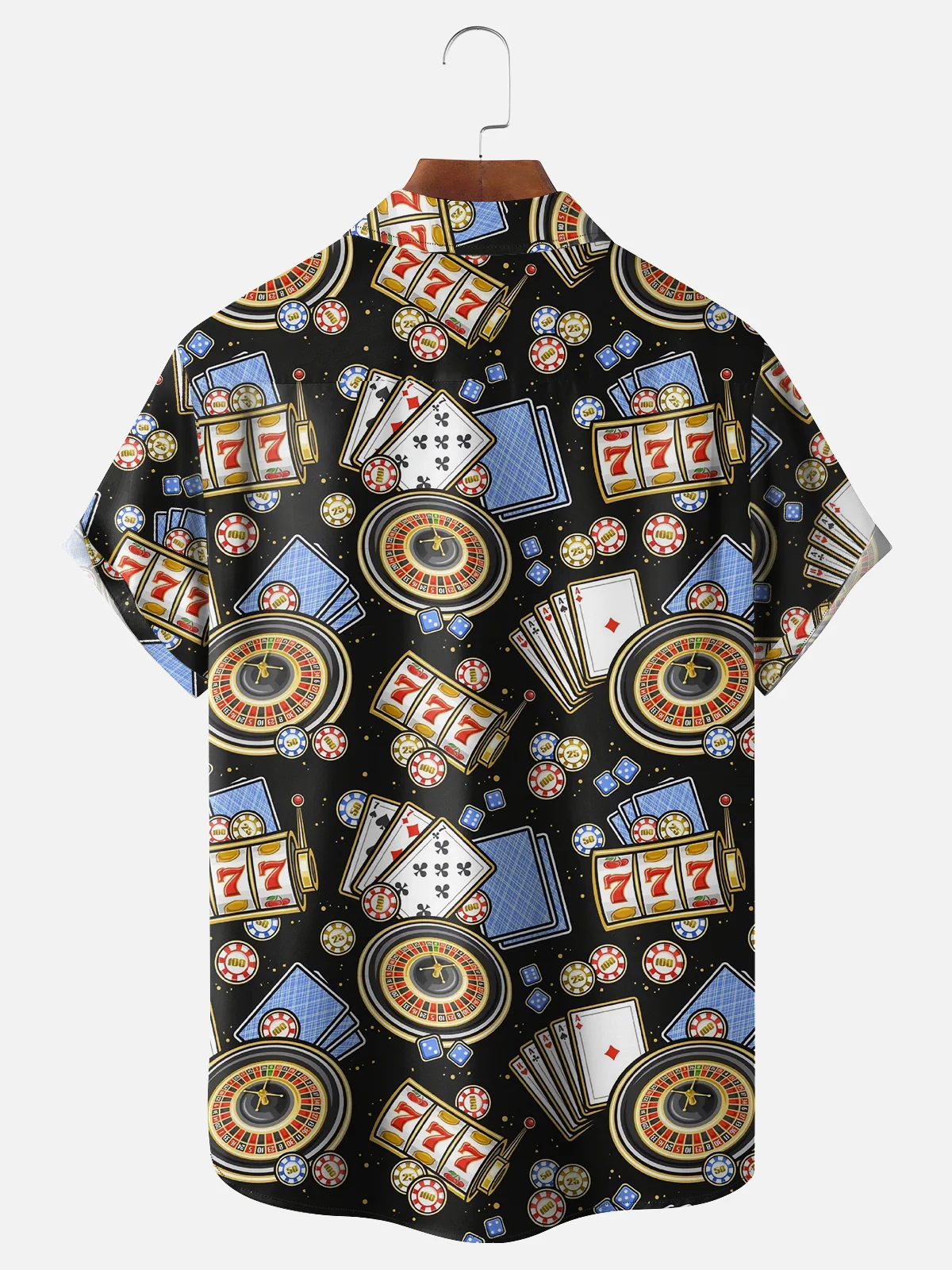 Moisture-wicking Casino Slots Texas Hold'em Poker Roulette Chest Pocket Casual Shirt