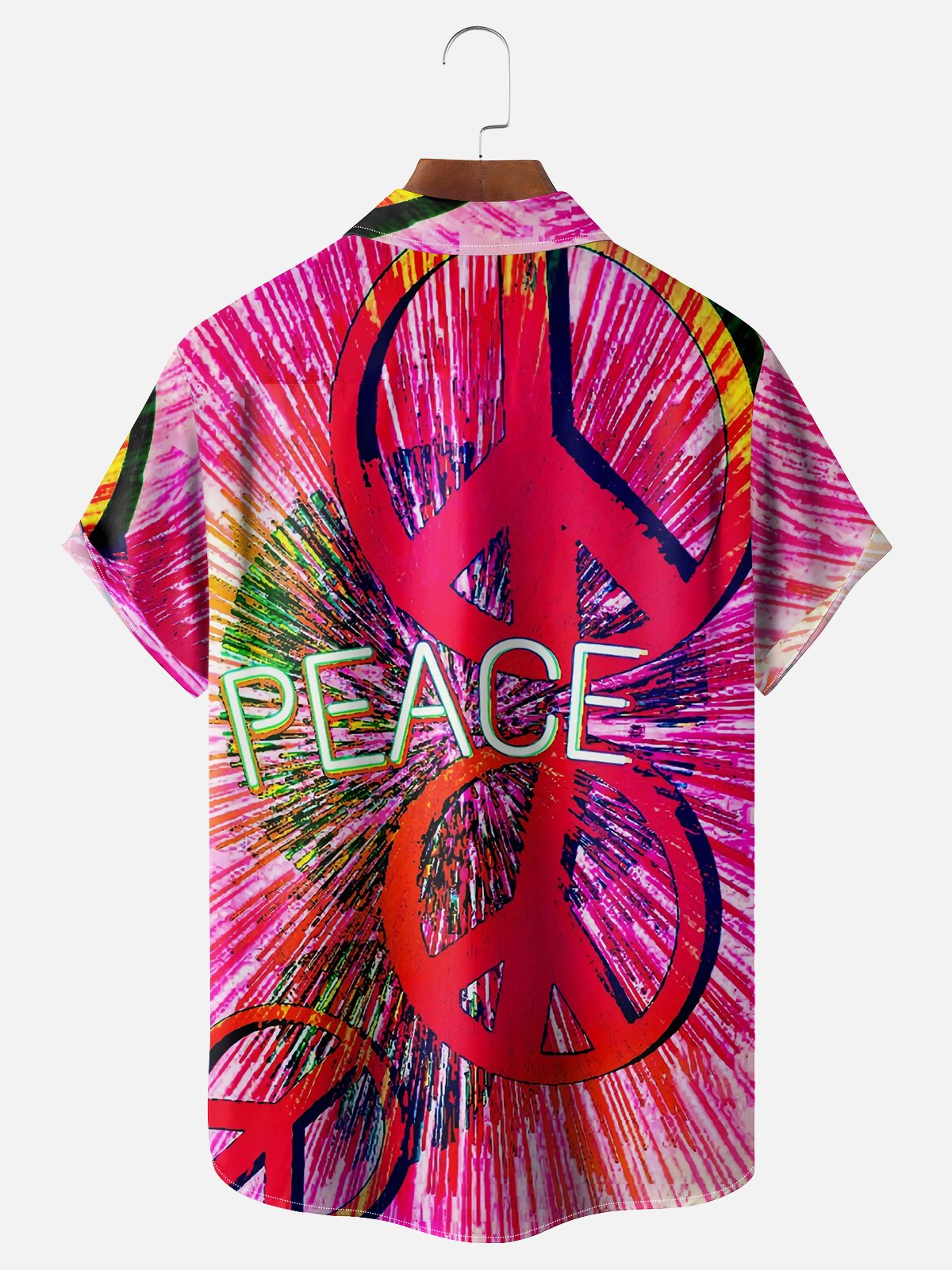 Moisture-wicking Hippie Music Peace Love Chest Pocket Casual Shirt