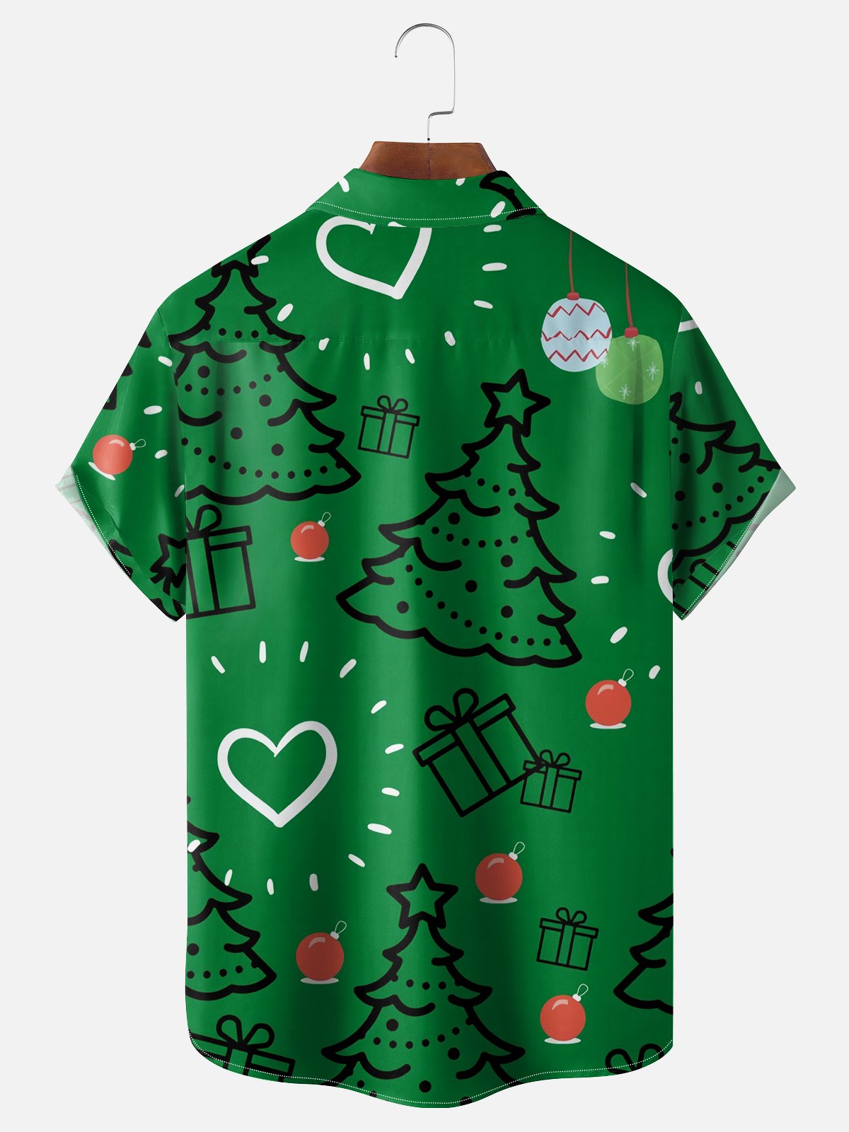 Moisture-wicking Christmas Tree Chest Pocket Casual Shirt