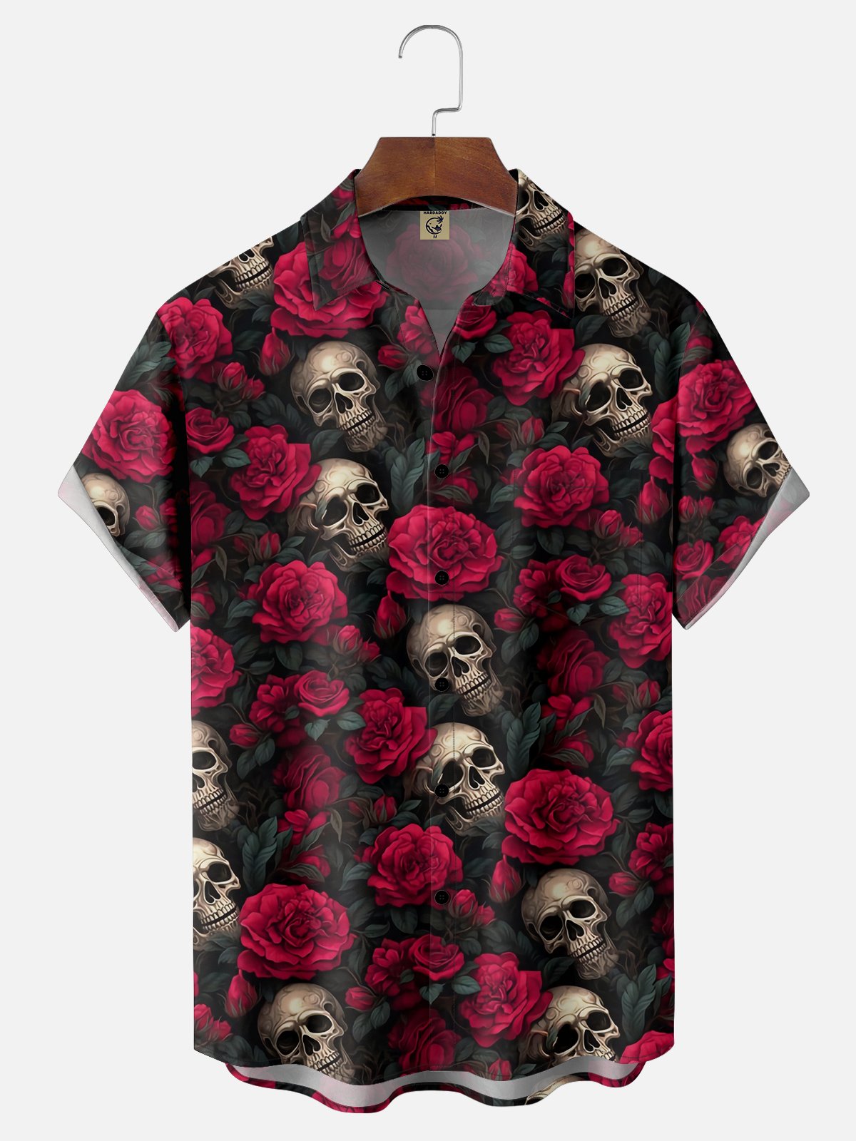 Moisture-wicking Music Skull Rock Roll Chest Pocket Casual Shirt