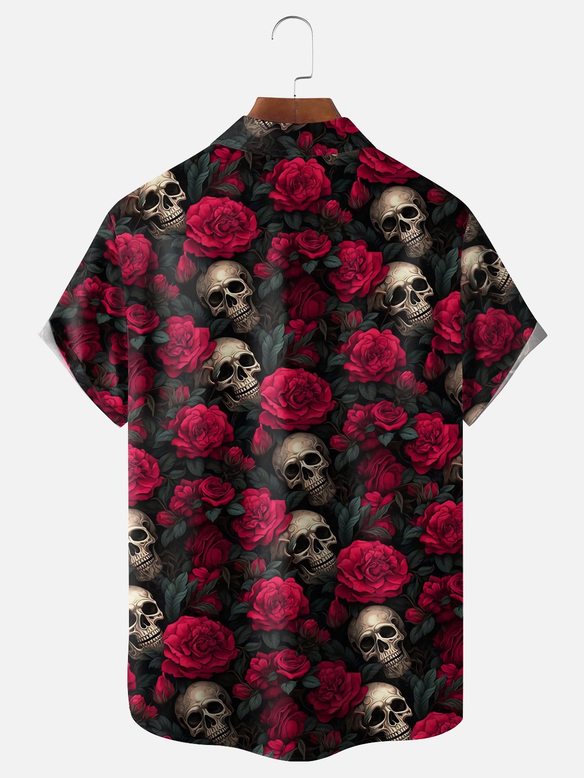 Moisture-wicking Music Skull Rock Roll Chest Pocket Casual Shirt