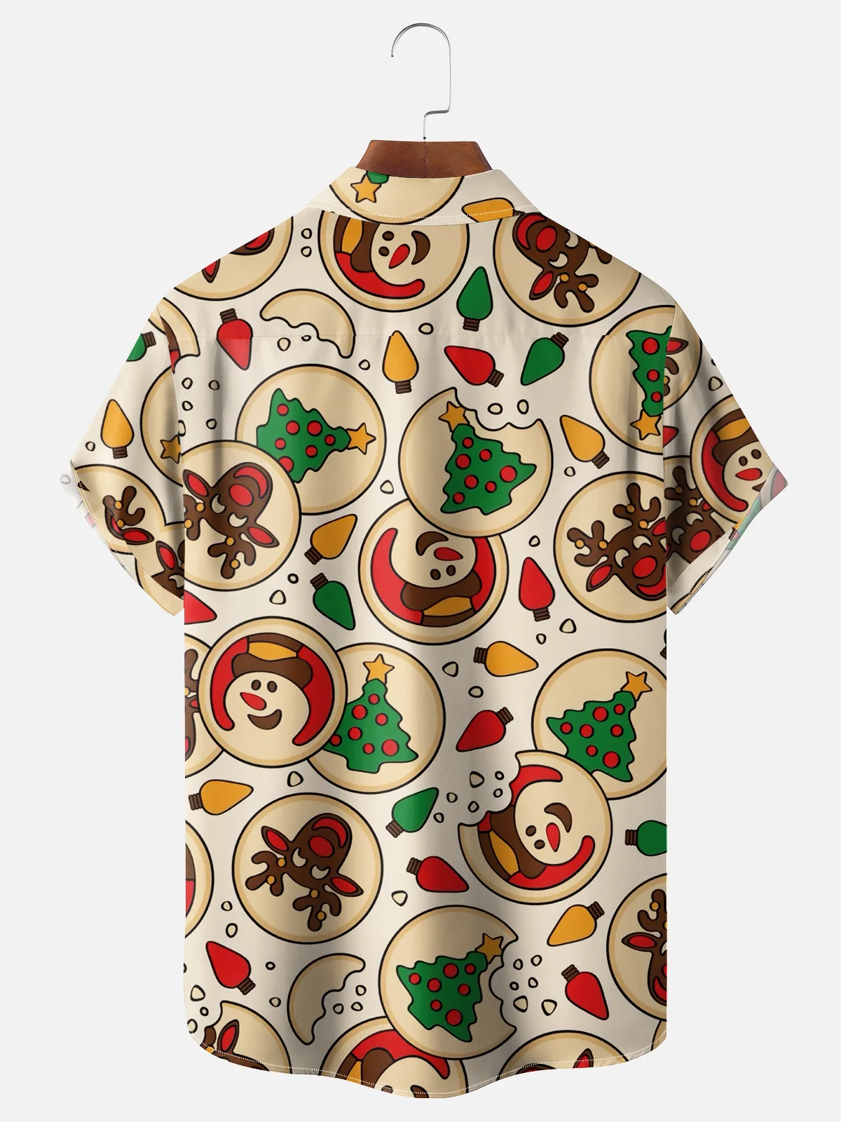 Moisture-wicking Christmas Tree Snowman Chest Pocket Casual Shirt