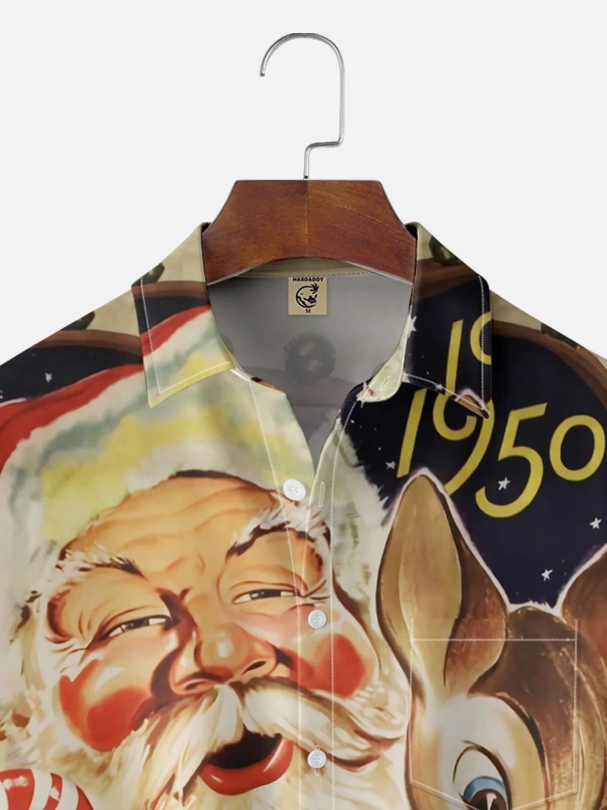 Moisture-wicking Christmas Santa Claus Chest Pocket Casual Shirt